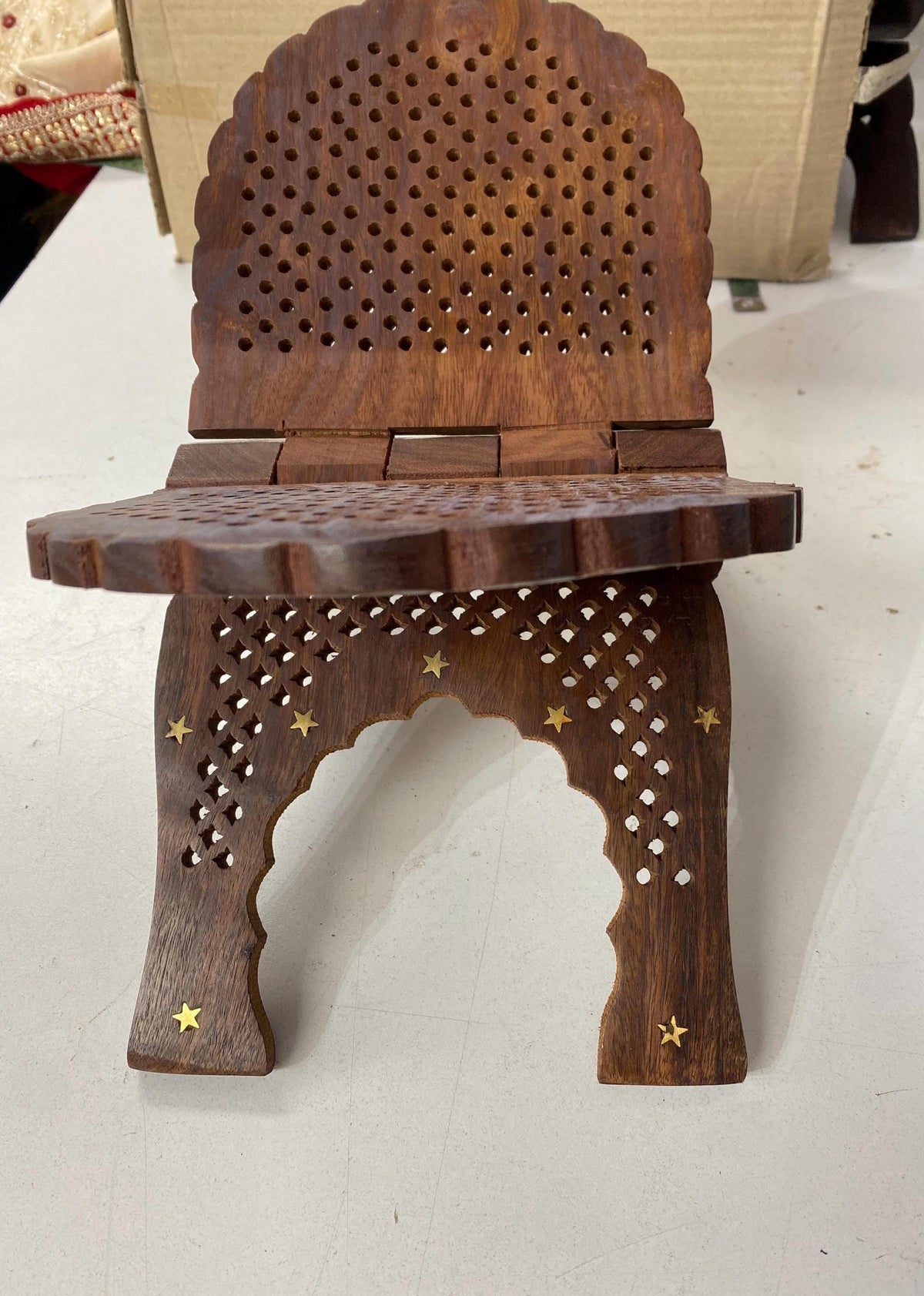 Wooden Hand Carved Holy Book Stand, Rehal Wooden Handcrafted Holy Book Stand, Sanchi Sahib