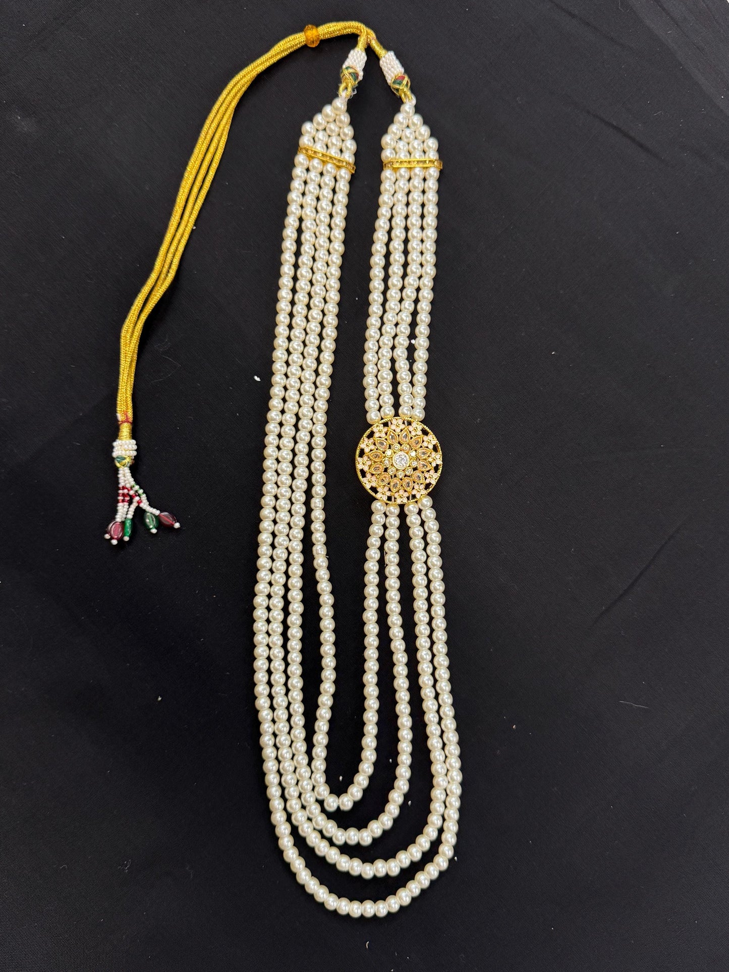 Kalgi, Sehra and Pearl Necklace Set -  Kalangi/Kalgi, Traditional Sehra, Pearl Necklace with Brooch for Groom (Trio Combo)