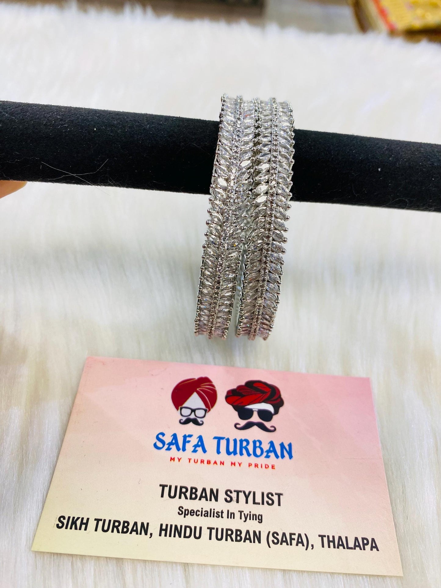 Bangles- AD Silver- Metal Bangles/Wedding bangles/Kada bangles /Stone bangles (Set of 2 BANGLES)