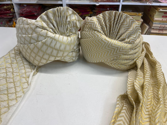 Groom Wedding Turban- Beigh/Cream Adjustable Turban(with velcro)- Safa Turban/Pagdi/Premade Turban/ Wedding Safa/Turban