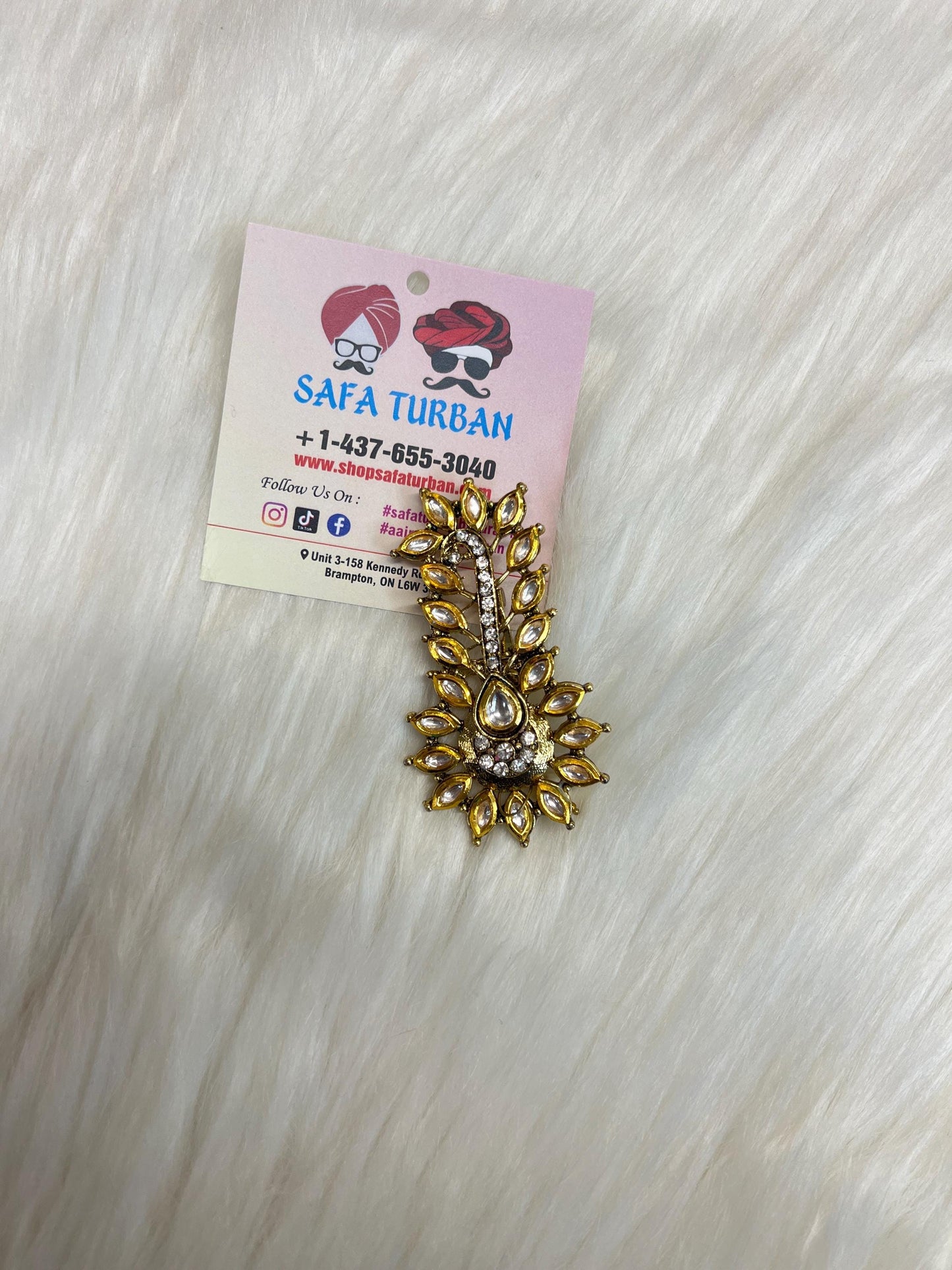 Indian Groom Wedding Accessories-  Kundan Kalangi/Kalgi for Men's Safa/Groom Pagdi