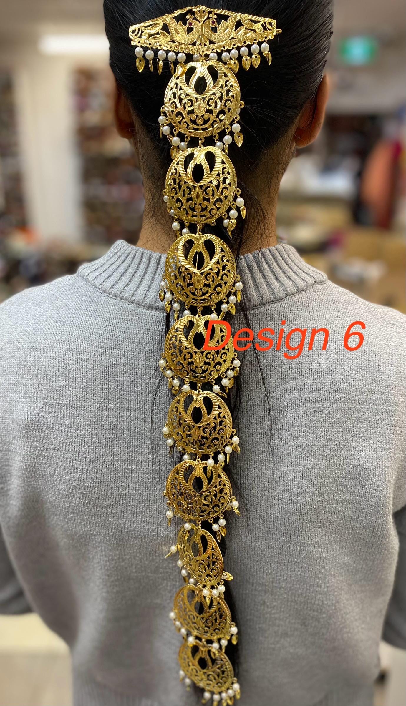Golden Morni Traditional Pippal Patti Paranda/ Parandi / Hair Extensions with Beads for Women and Girls (Sold per piece)