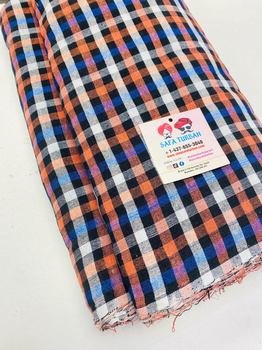 Unstitched Black/Rust/White/Blue Multi Colour Check Parna (Check Parna)