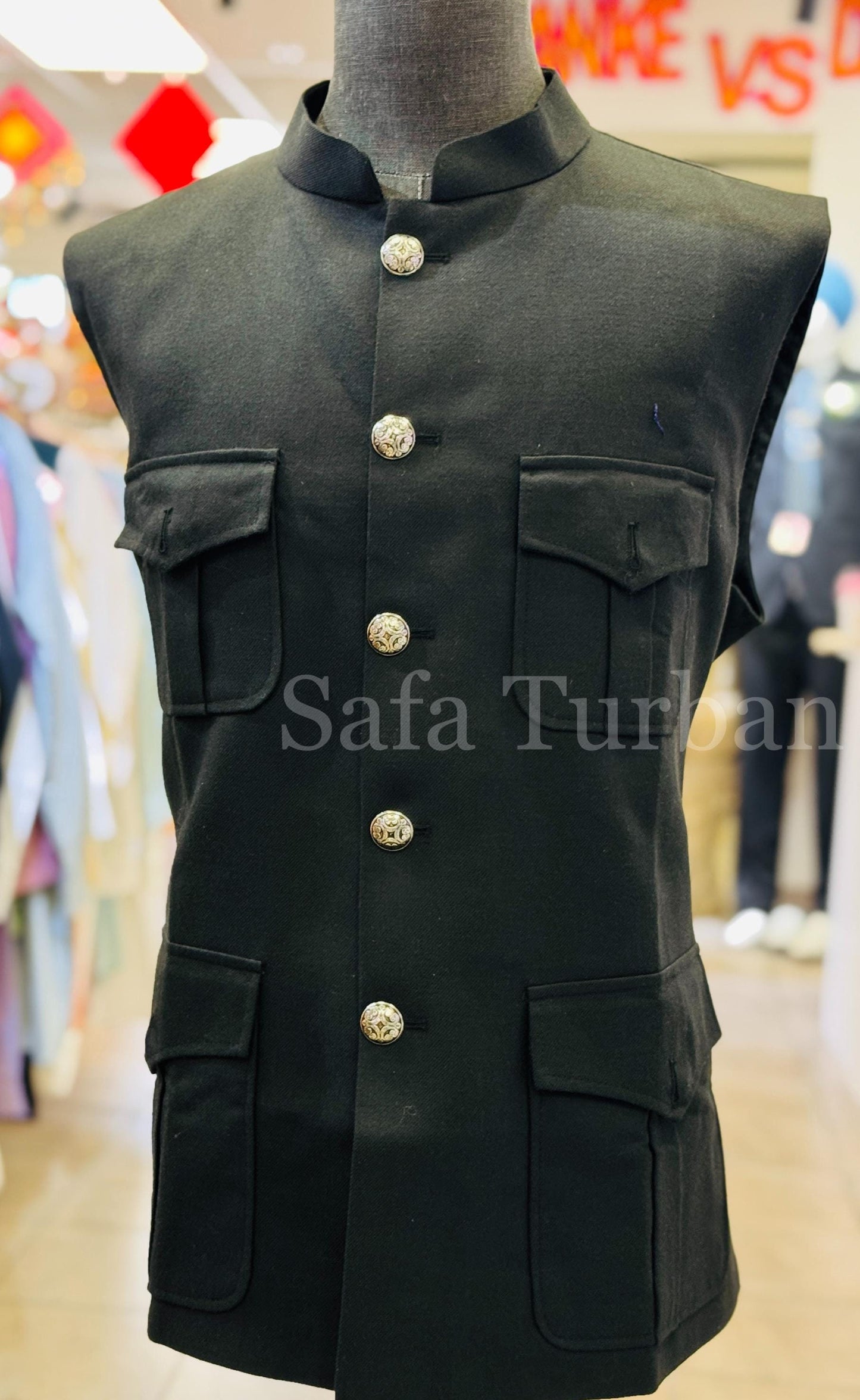 Designer Black Men Vests- Wedding Vest, Kurta Pajama Vest, Casual Wear (Size available 38,40,42,44,46)