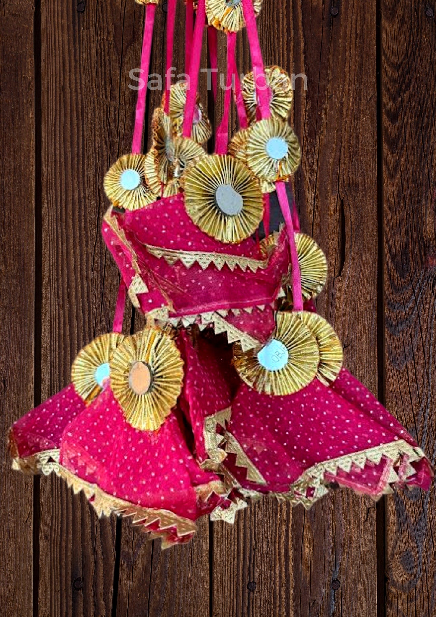Tassels Decorative Hanging for Wedding Backdrops, Haldi, Wedding Event Decoration, Indian Wedding Net Fabric Hangings- Pack of 5 Strings