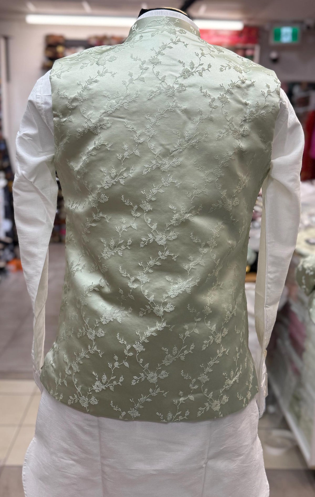 Designer Mint Green (Sage Green) Men Vest- Wedding Vest, Kurta Pajama Vest, Casual Wear (Size available 38,40,42,44,46)