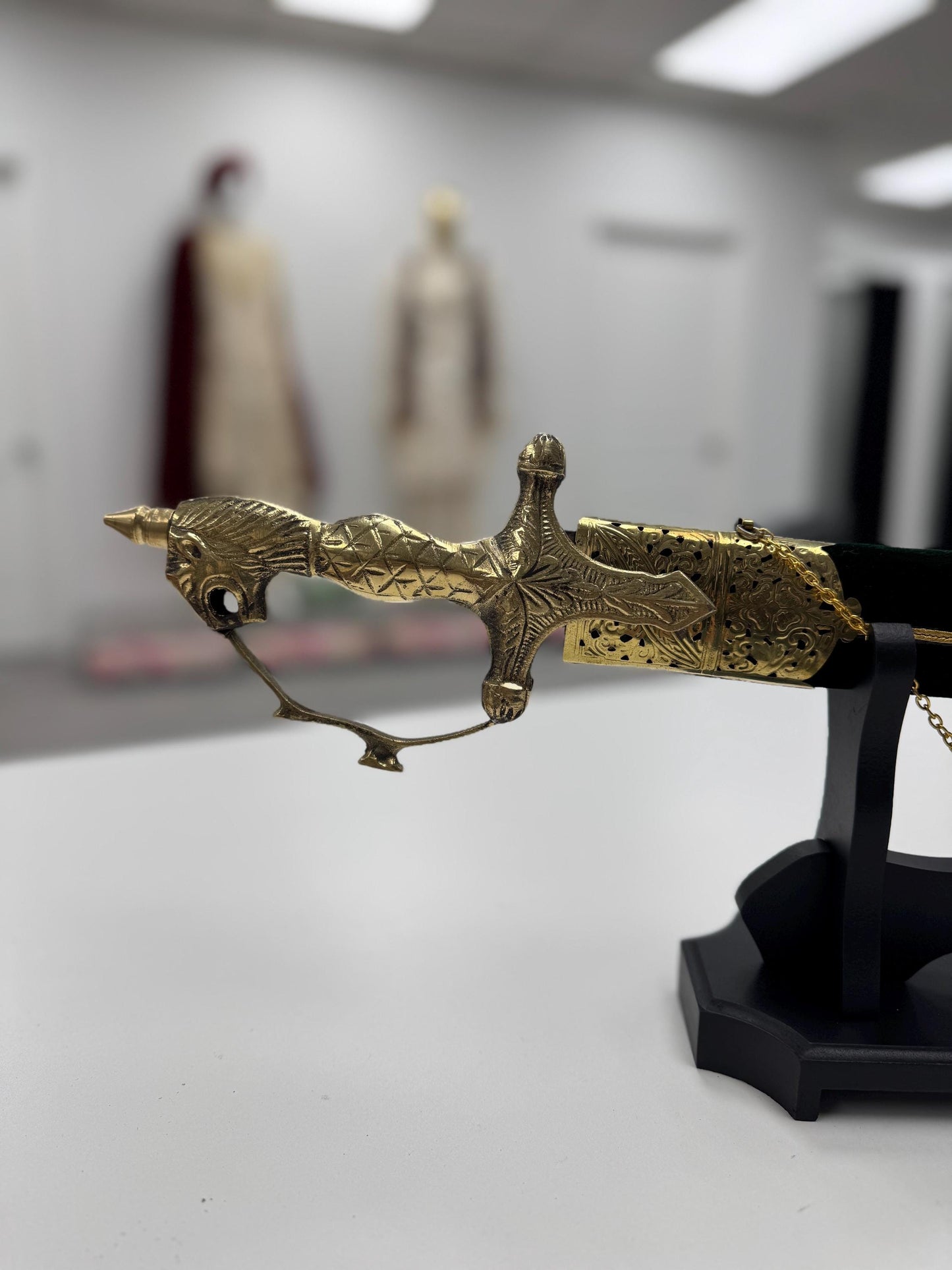 Indian Wedding Decorative Sword/Kirpan- Green colour with golden work handle/For wedding purpose/Decorated Sikh Wedding Kirpan