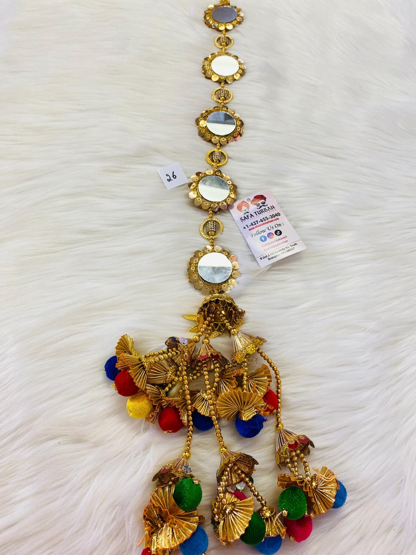 Punjabi Golden and multi Colour Fabric Parandi Tassles Hair Extensions with Beads for Women and Girls (Sold per piece)