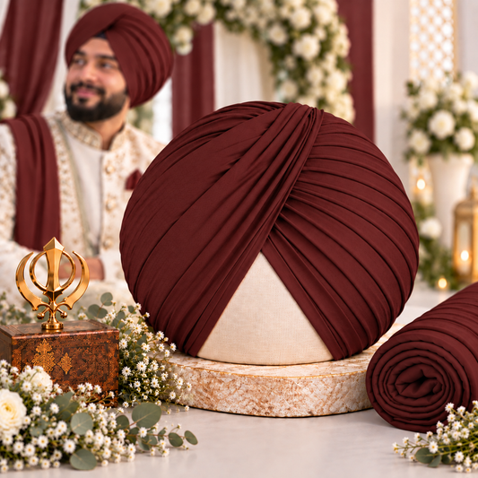Sikh Turban- Maroon (Full Voile and Rubia(Medium)/Half and Half Voile)