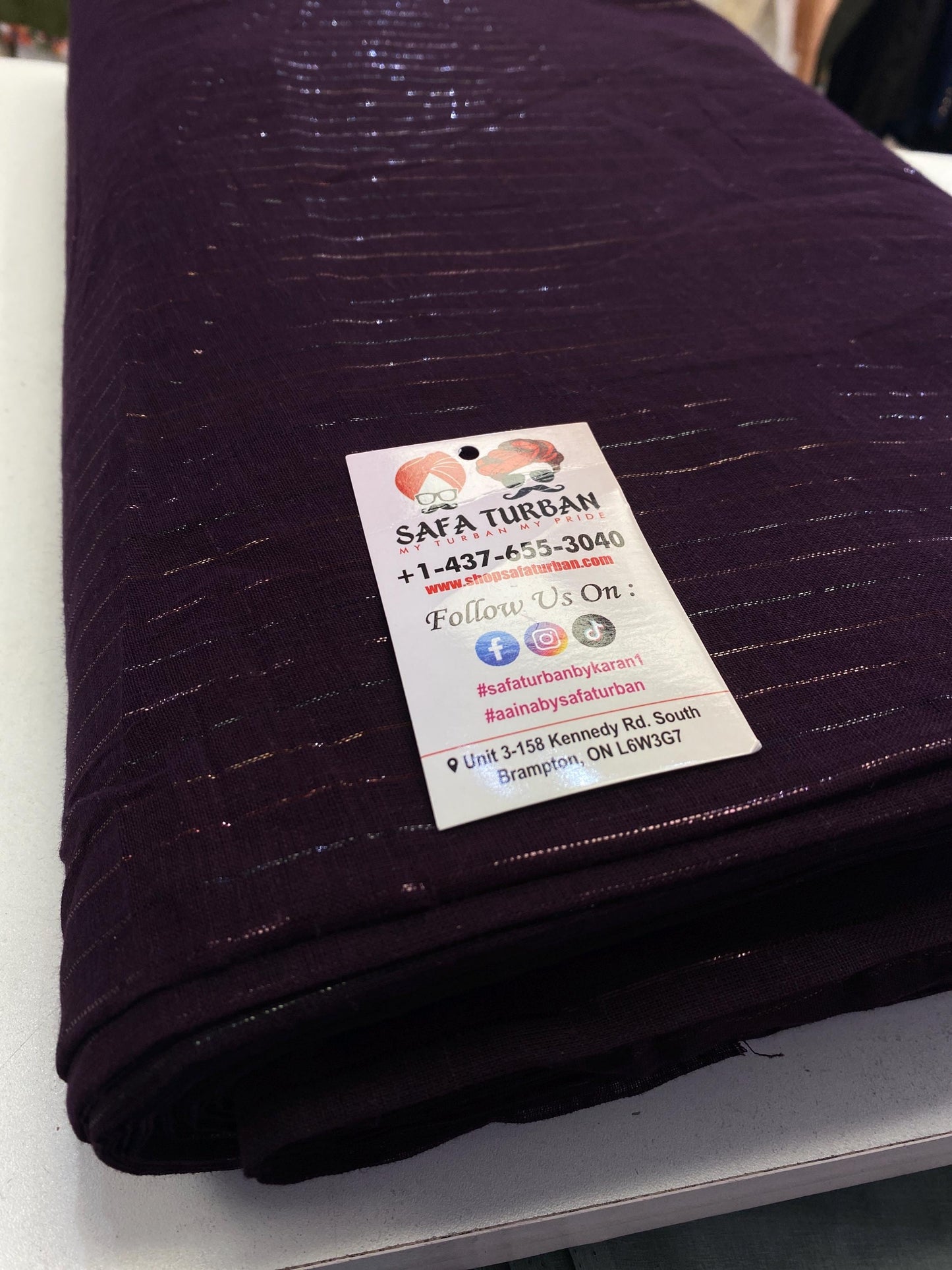 Sikh Turban- Printed Voile Turban Fabric- Wine Colour, Sikh Turban, Turban Fabric, Printed Voile Turban, (stitching/peeko/edges finishing)