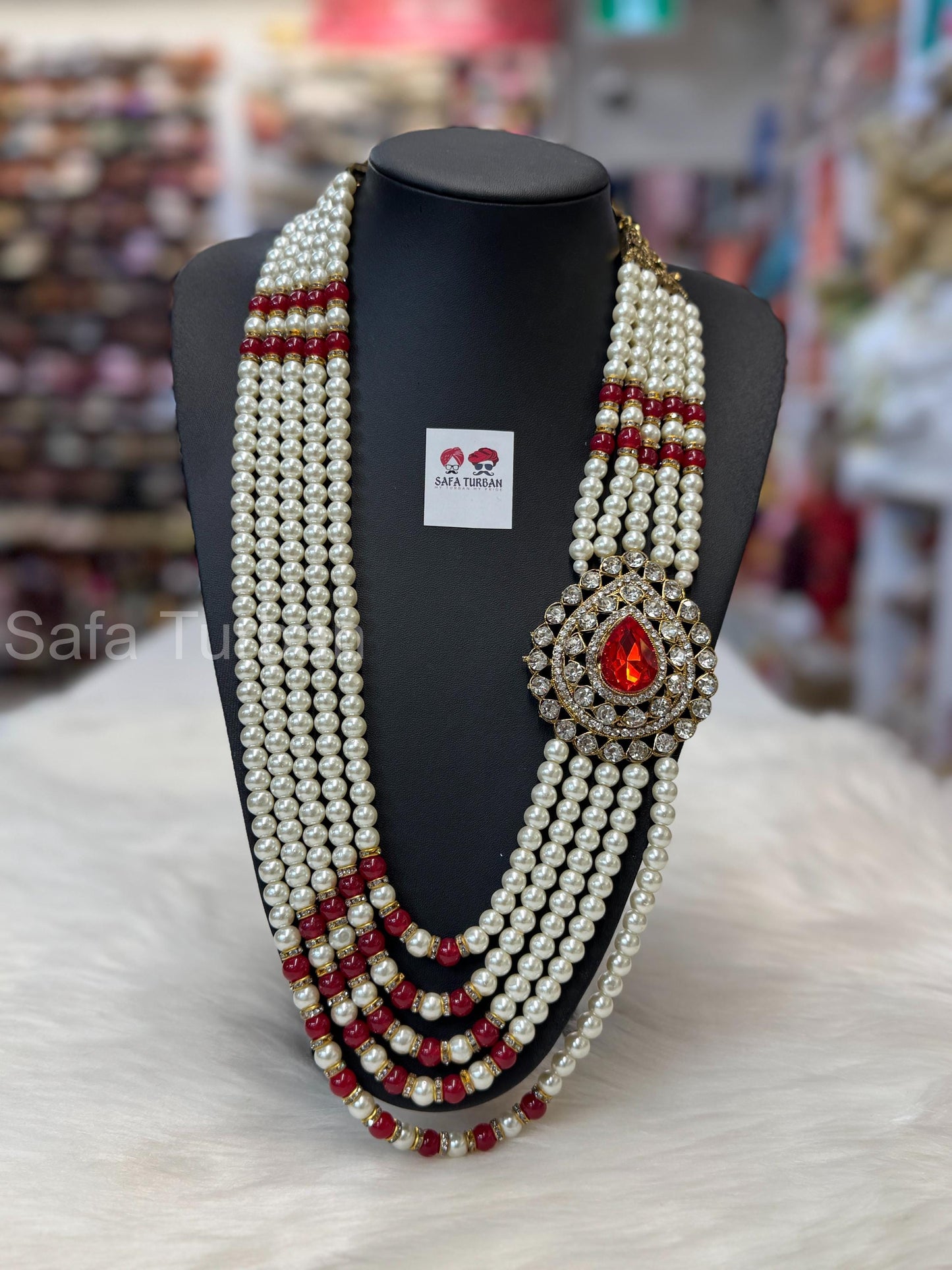 Indian Wedding- Pearl Stone & Studded Necklace for Men/Groom for Wedding