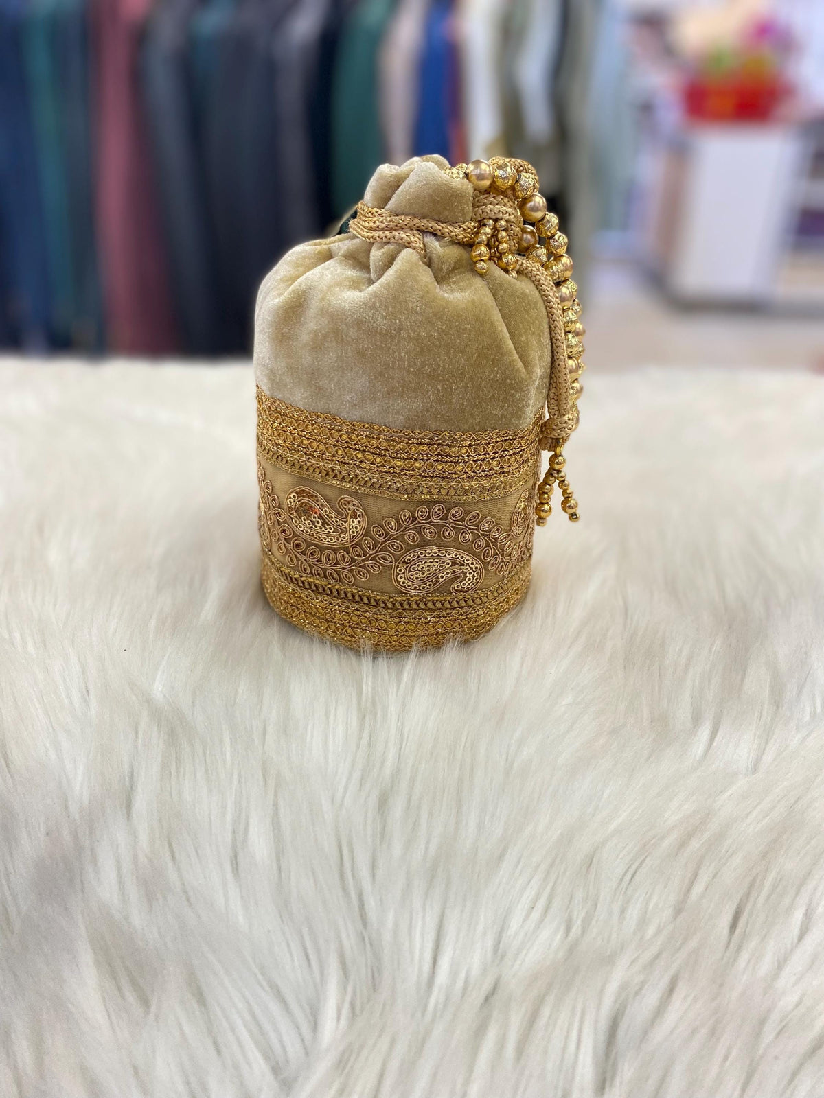Designer Bridal Potli Bag for women with Embroidery and Embellished Stones