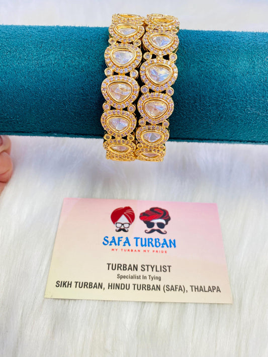 Bangles- AD Gold- Metal Bangles/Wedding bangles/Kada bangles /Stone bangles (Set of 2 BANGLES)