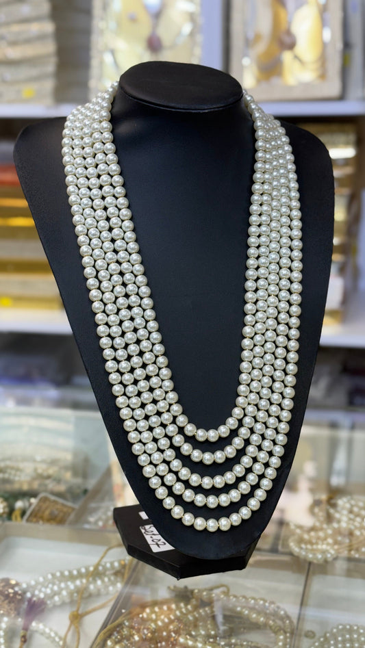 Indian Wedding- White/Offwhite Pearl Stone Beads Necklace for Men/Groom/Dullah for Wedding