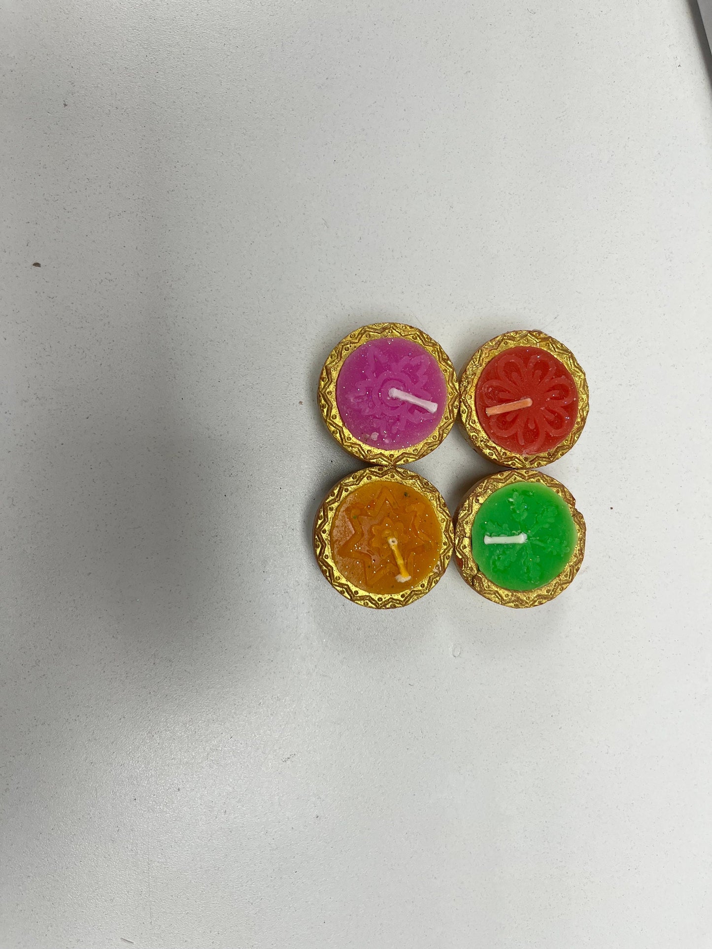 Hand Made Diya Tea Light Candles Holder  for Diwali Decoration | Decorative Diya ( Incl. Wax Tea Lights) (set of 6)
