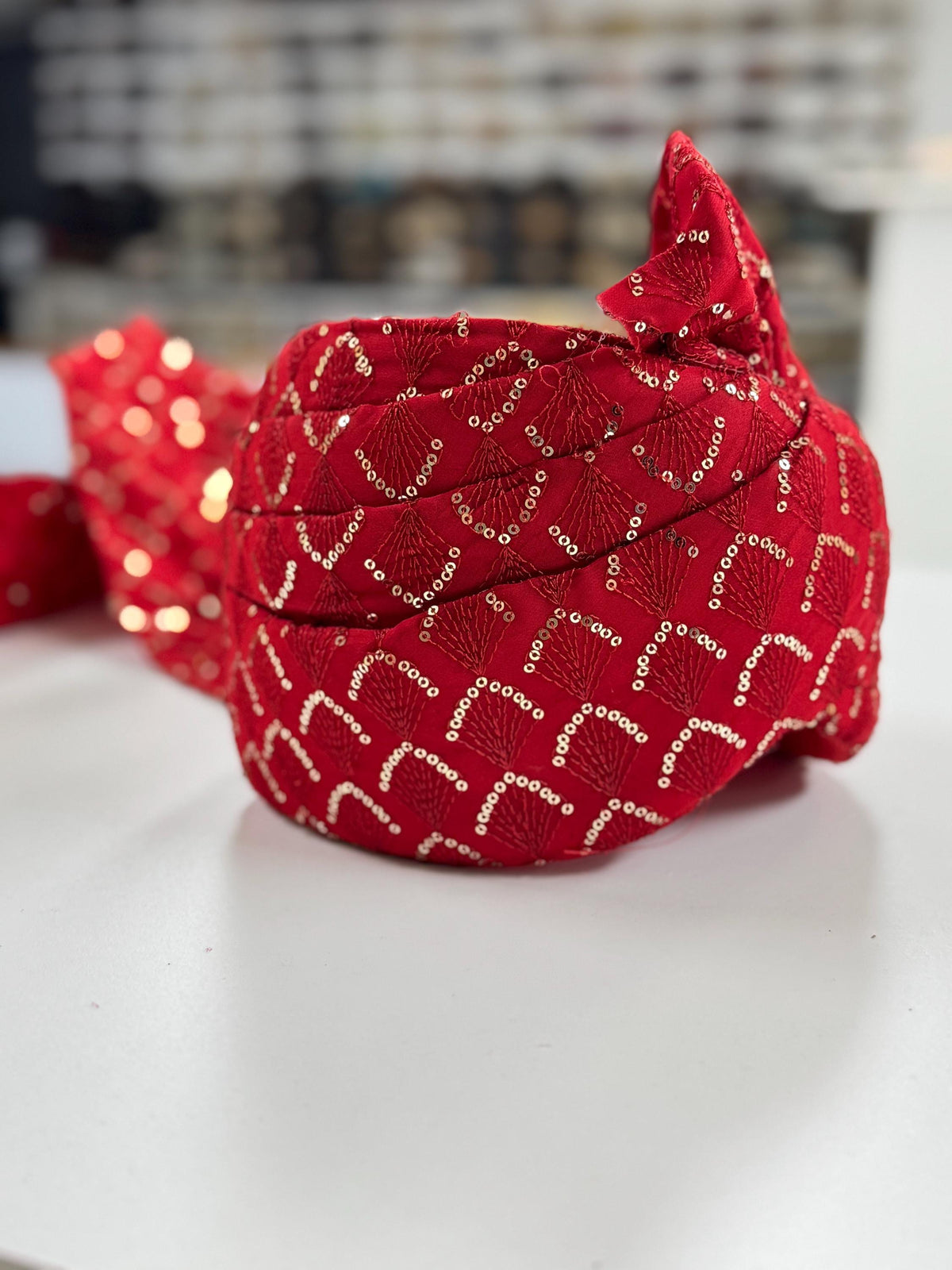 Groom Wedding Turban- Red  Turban- Safa Turban/Pagdi/Premade Turban/ Wedding Safa/Turban/Pagdi for Men (Groom)/ Thalapa