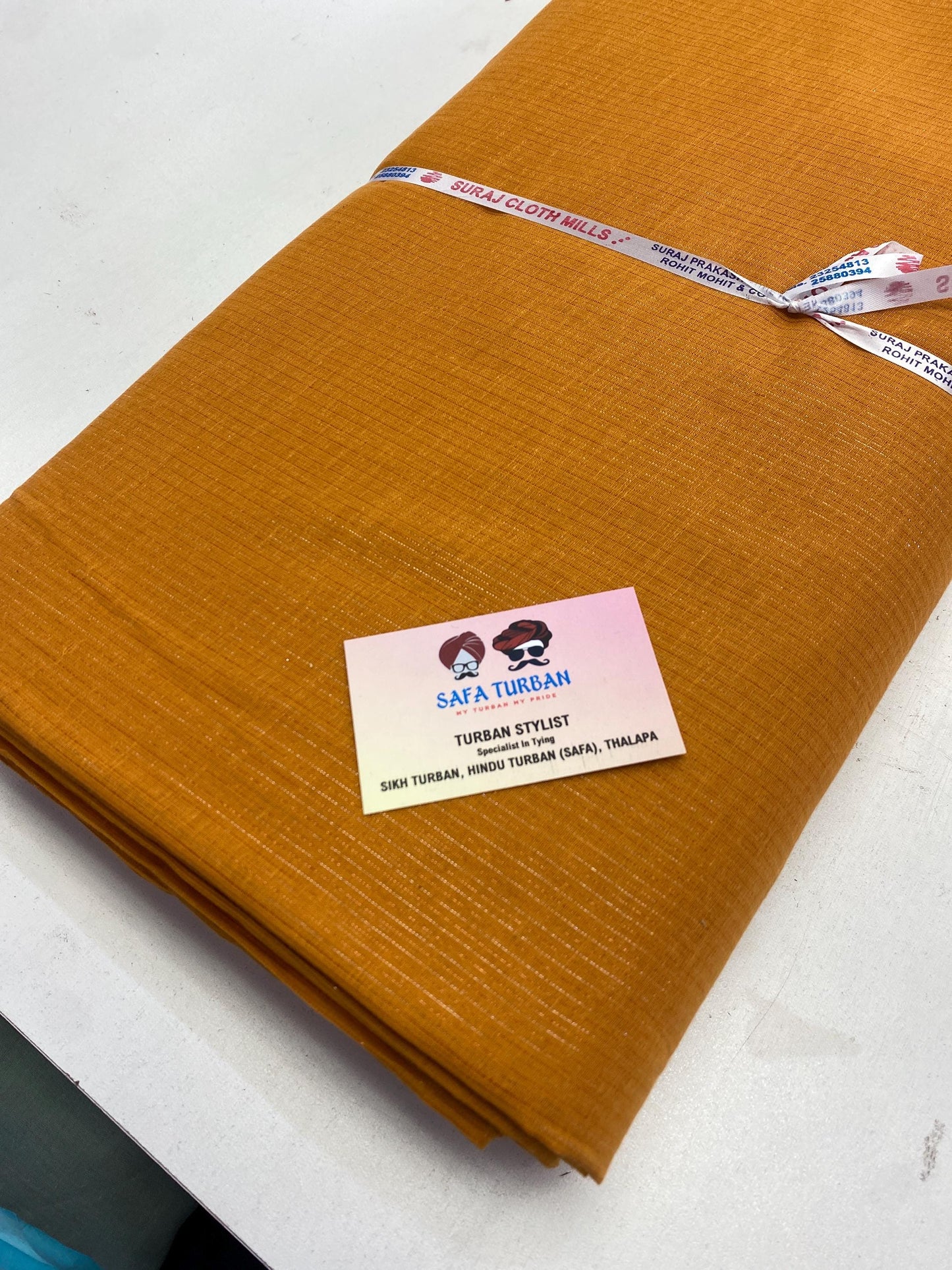 Sikh Turban- Printed Voile Turban Fabric- Mustard Colour, Sikh Turban, Turban Fabric, Printed Voile Turban, (stitching/peeko/edges finishing