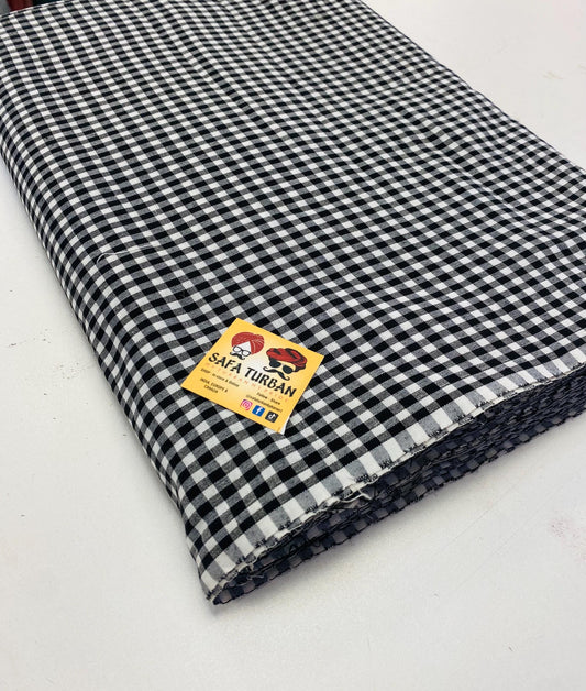 Unstitched Black & White Check Turban (Check Parna)