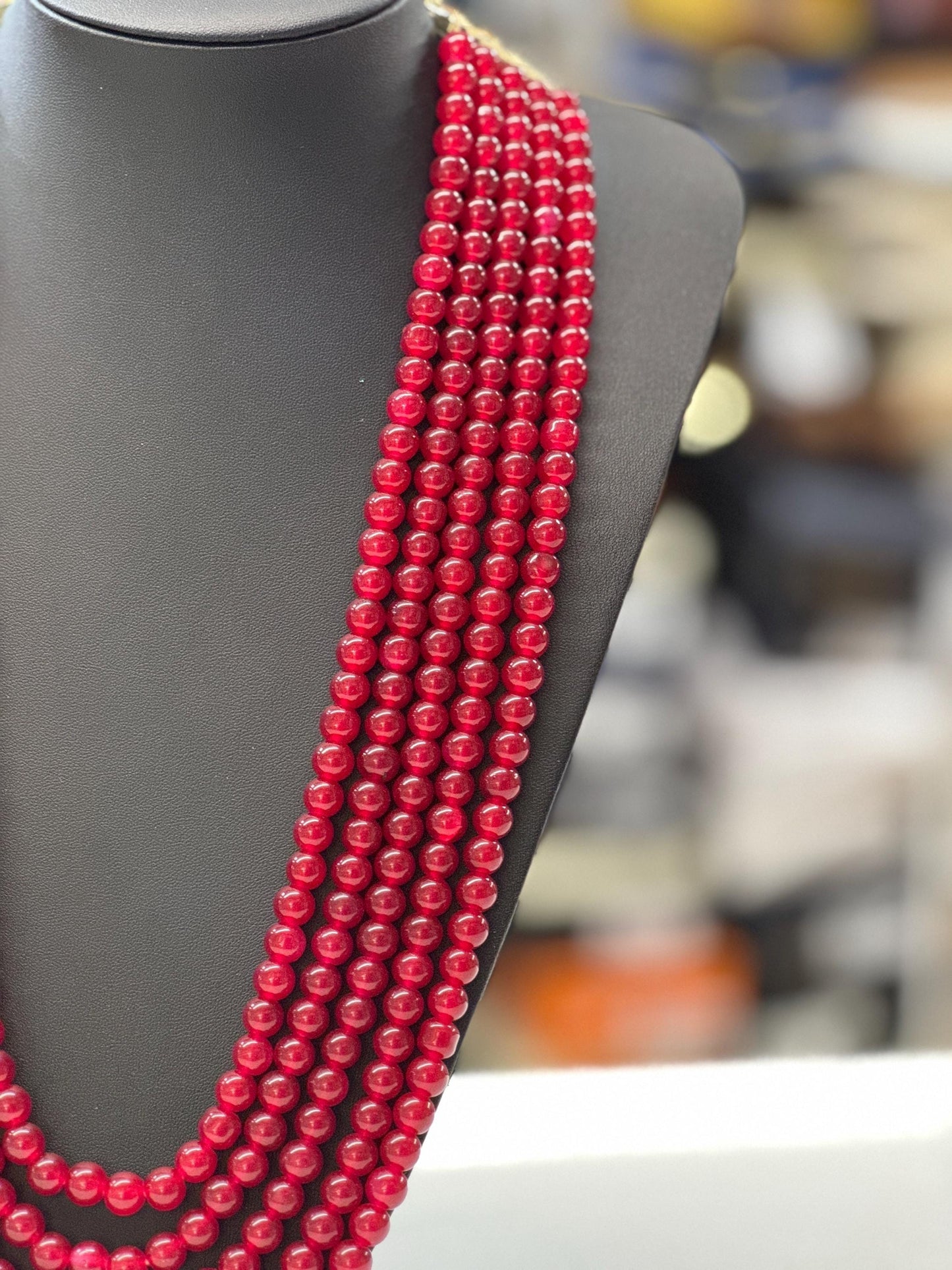 Indian Wedding- Red/Maroon (Bright Red) - Necklace for Men/Groom for Wedding