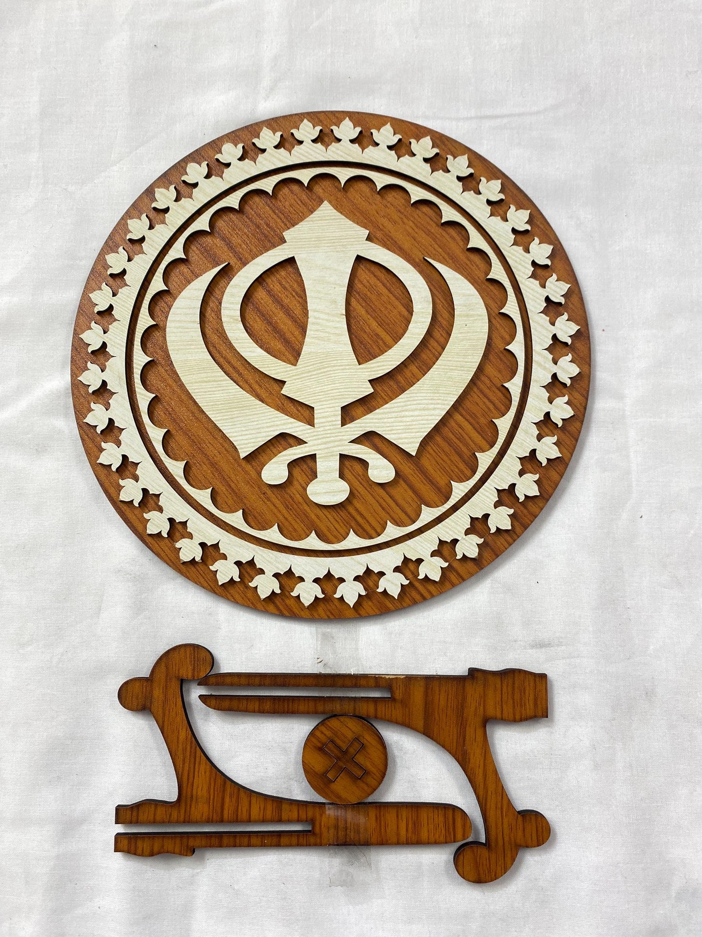 TableTop Wooden  Display Accessories-     Khanda (light brown)Religious/Sikh item/detachable stand /gift item
