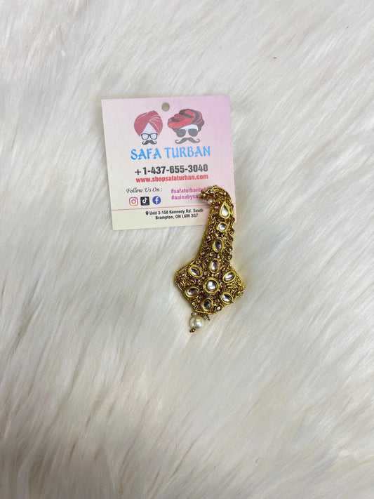 Indian Groom Wedding Accessories-  Kundan Kalangi/Kalgi for Men's Safa/Groom Pagdi