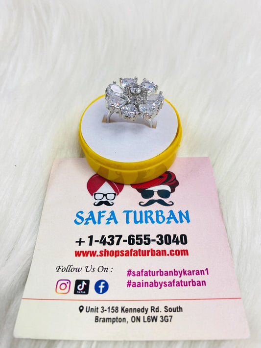 American Diamond Look/Artificial Silver/Flower shape Ring For Women and Girls
