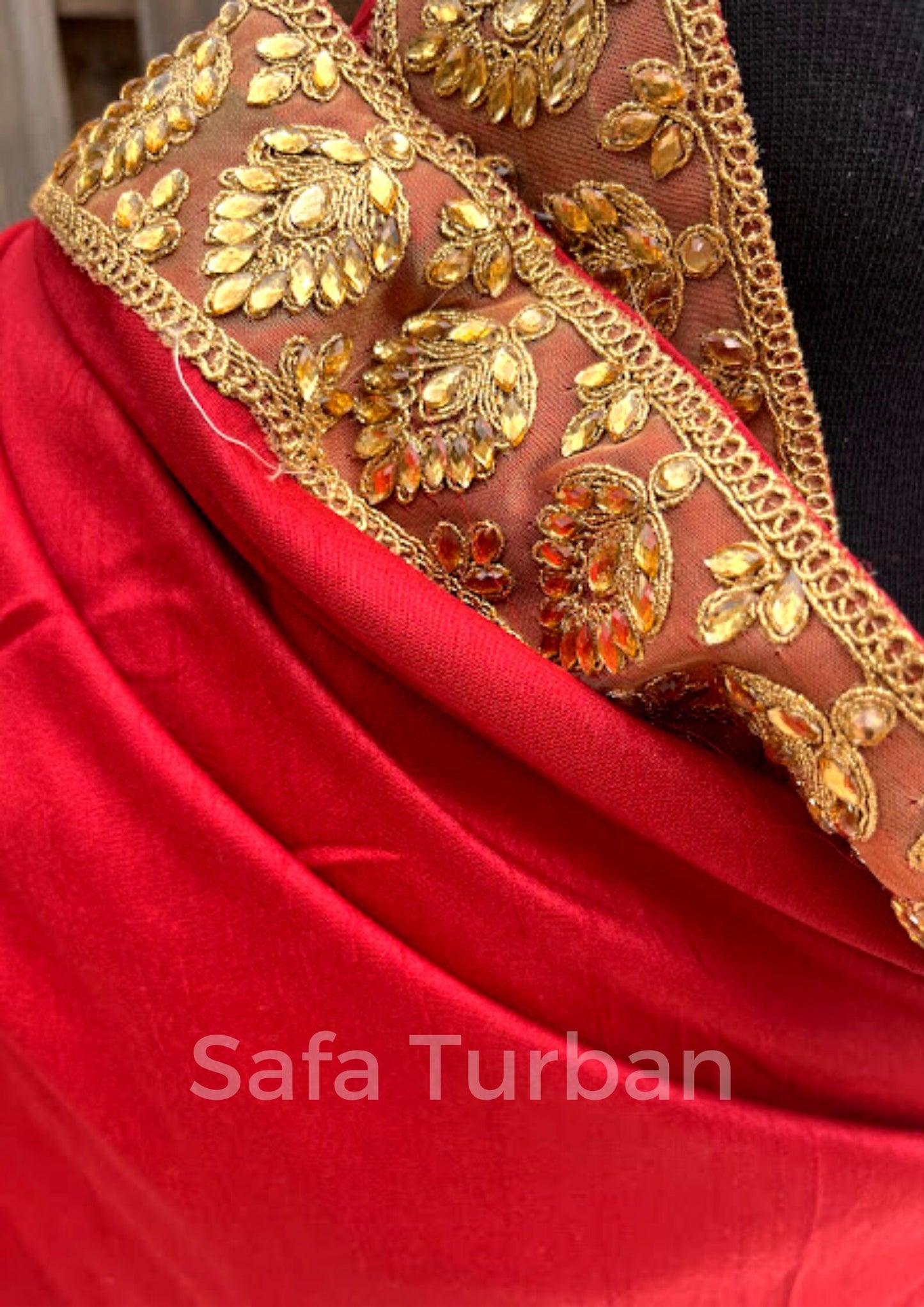 Groom Wedding Shawl- Raw Silk Fabric Shawl for Groom with Golden Border (Bright Red/Maroon) I Groom Palla I Wedding Duppata I Wedding Shawl