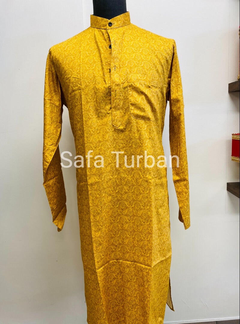 Classic Yellow Kurta Pyjama Set For Men
