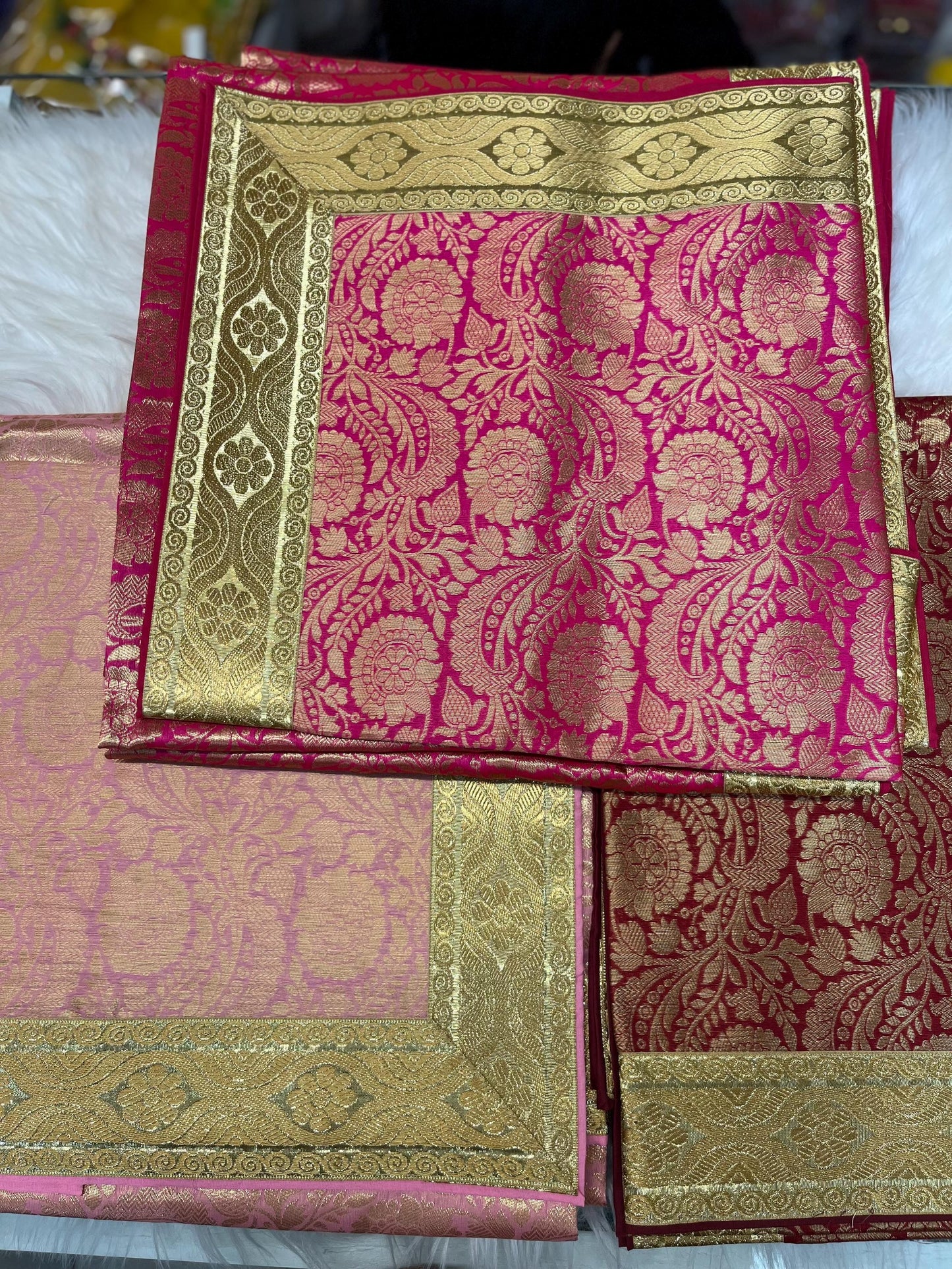 Brocade Rumala Sahib Double Set with Cotton Lining and Side Golden Border.
