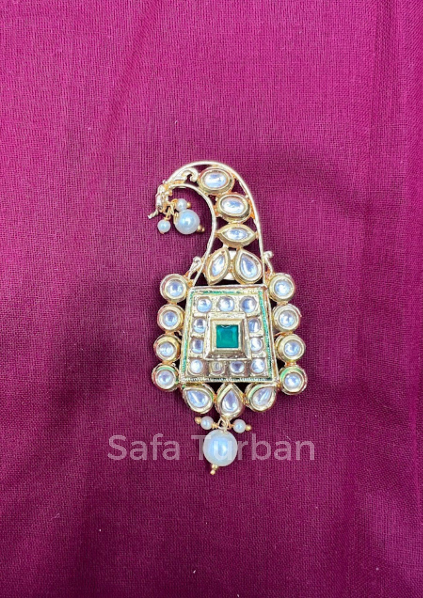 Indian Groom Wedding Accessories-  Kundan Kalangi/Kalgi for Men's Safa/Groom Pagdi