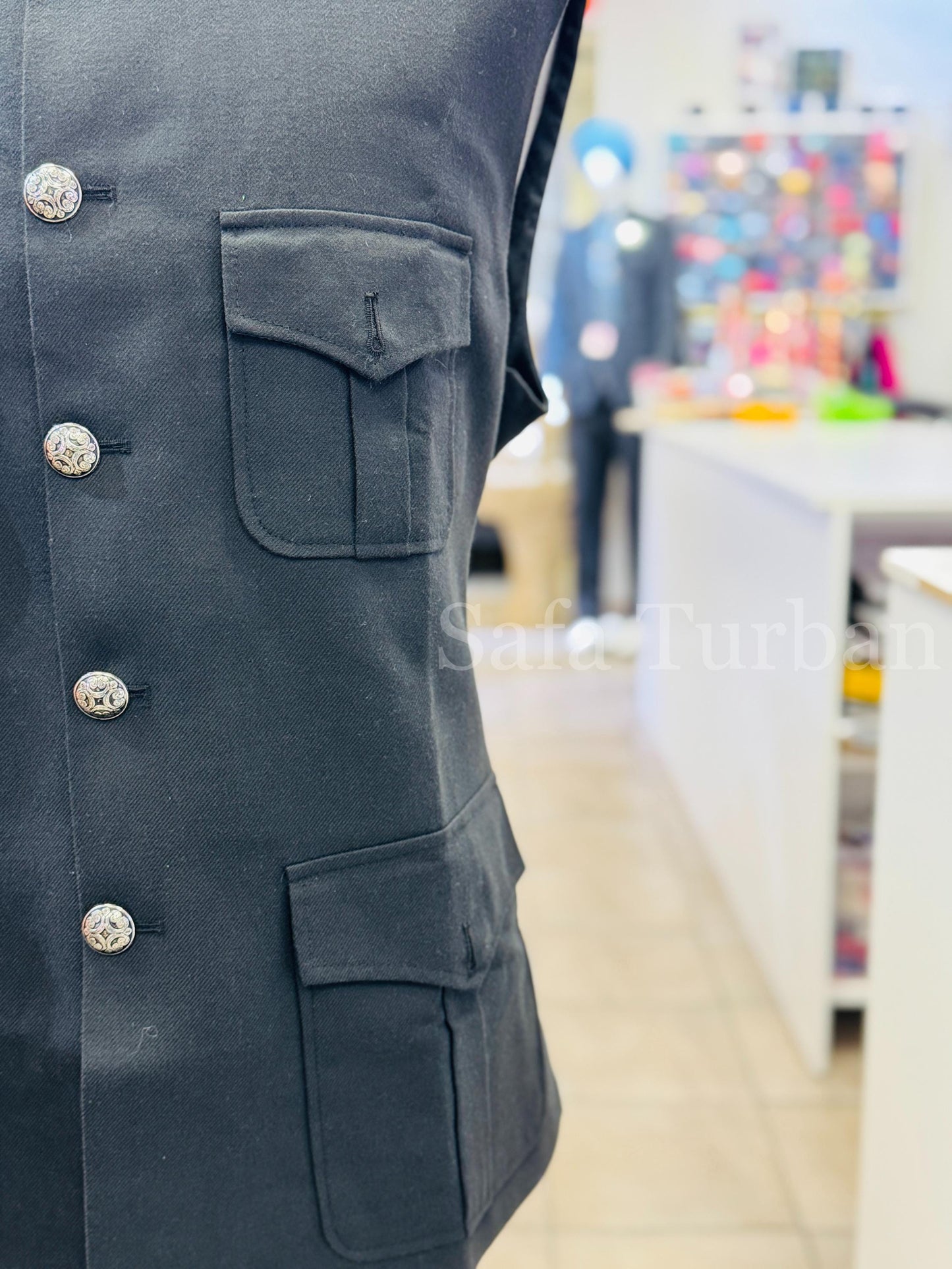 Designer Black Men Vests- Wedding Vest, Kurta Pajama Vest, Casual Wear (Size available 38,40,42,44,46)