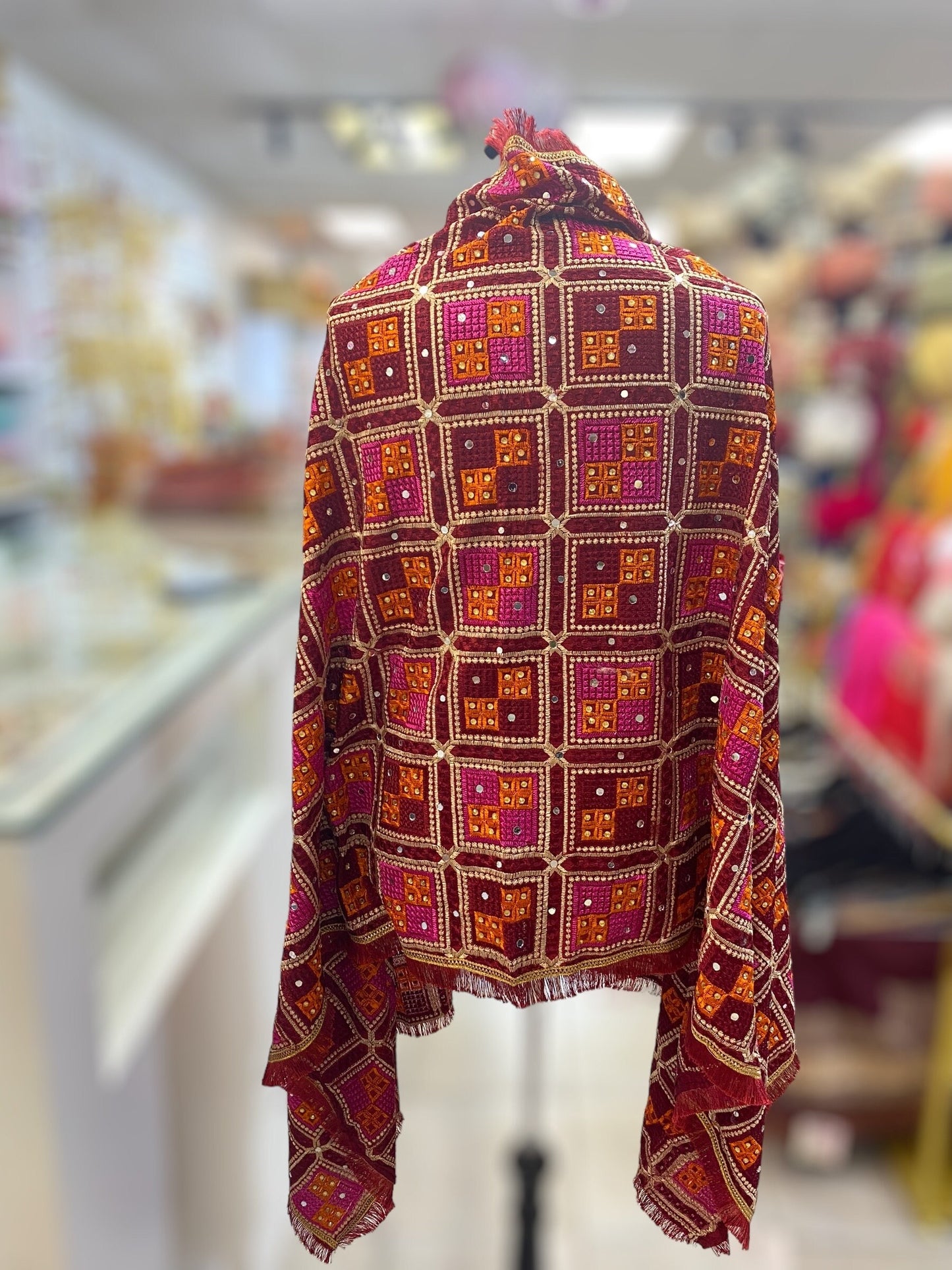 Phulkari Dupatta- Women's Beautiful Phulkari Dupatta, Scarf,Multicoloured Phulkari Chunni, Dupatta
