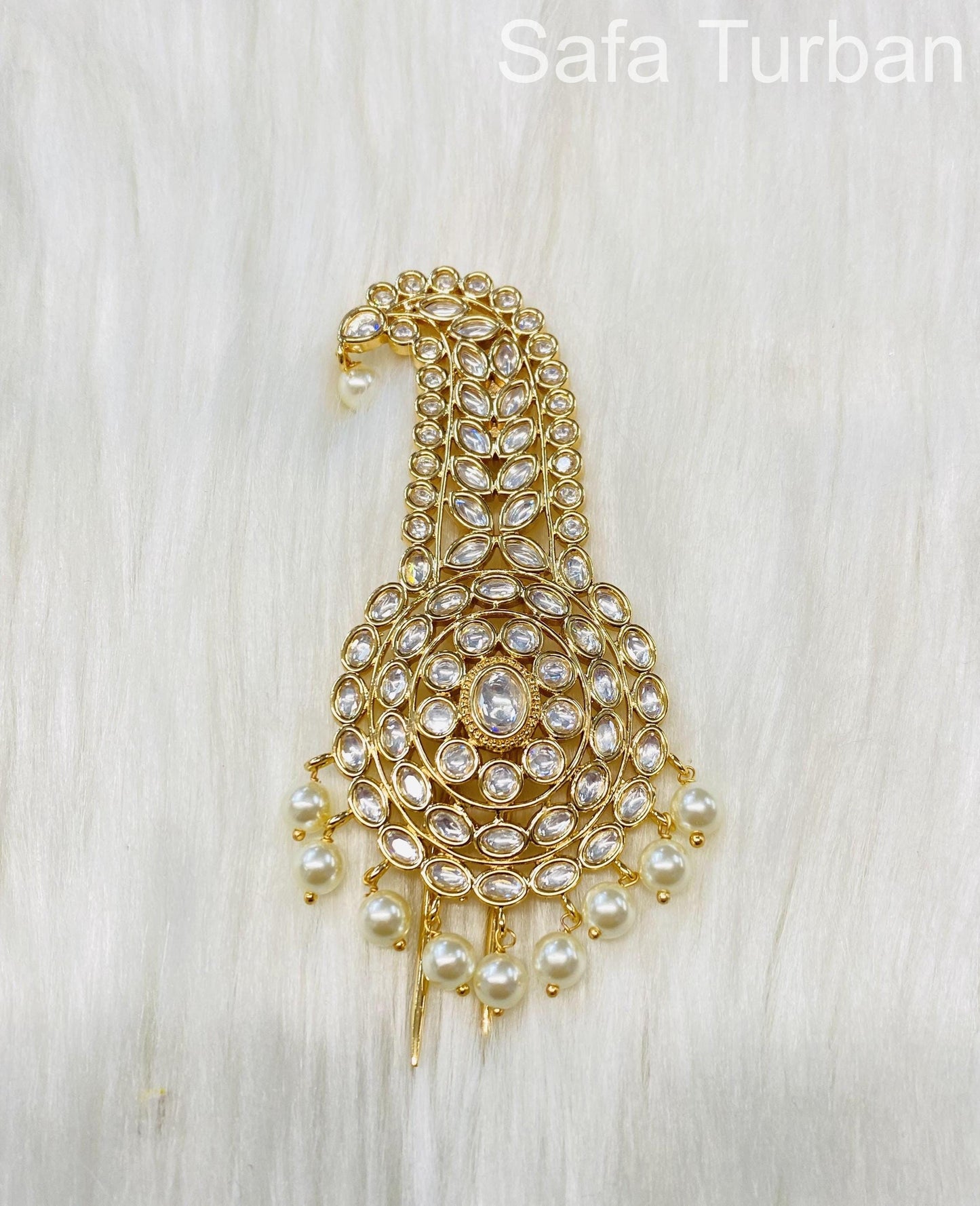 Indian Groom Wedding Accessories- Pachi Kundan Kalangi/Kalgi for Men's Safa/Groom Pagdi