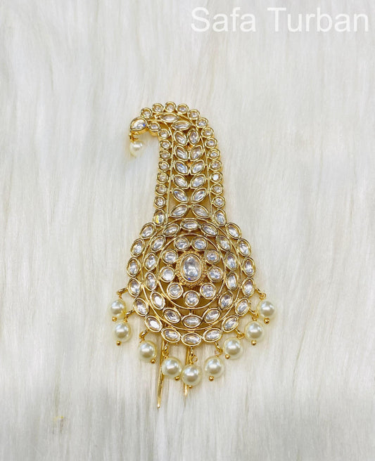 Indian Groom Wedding Accessories- Pachi Kundan Kalangi/Kalgi for Men's Safa/Groom Pagdi