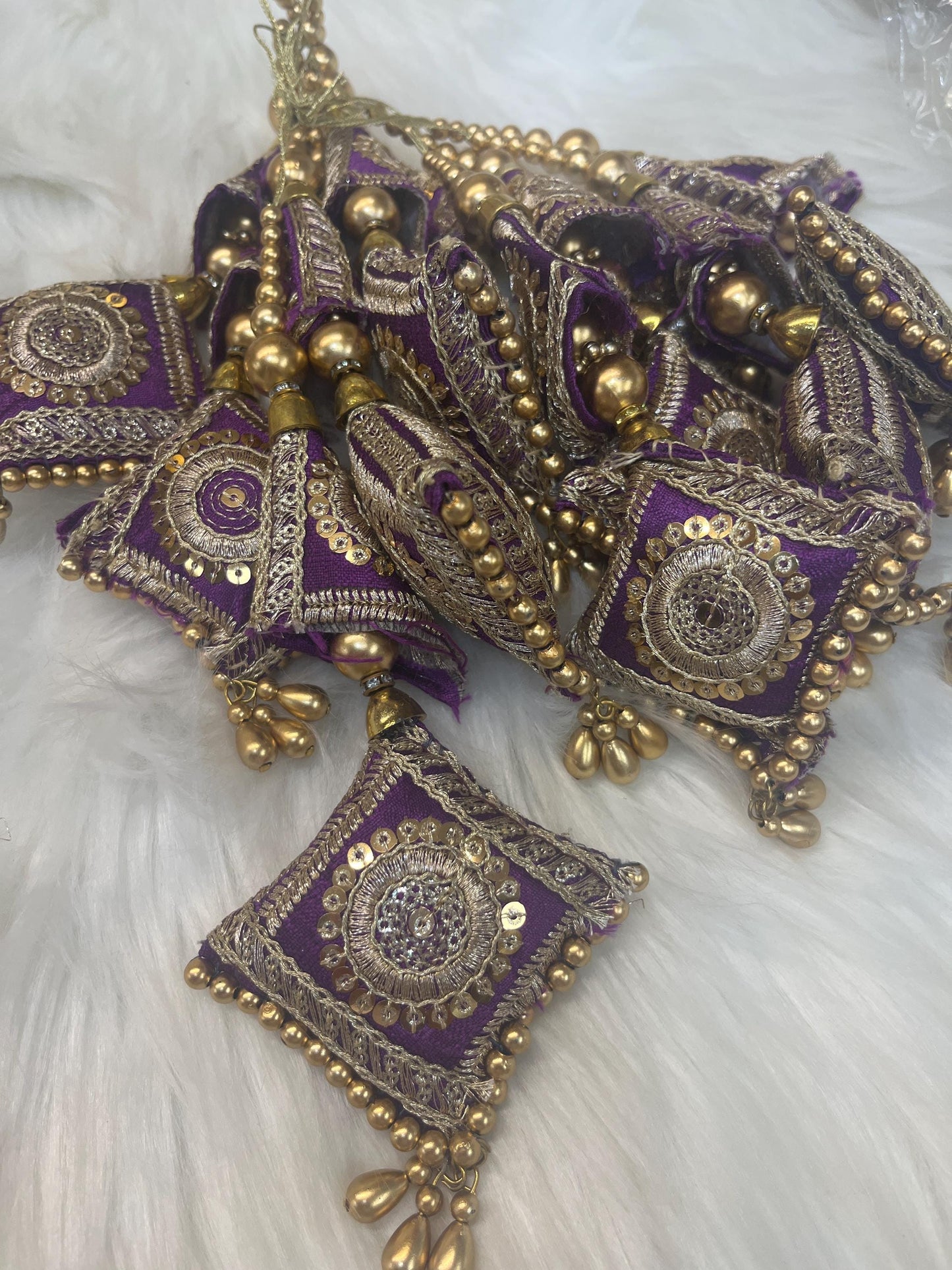 Fashion Handmade Latkan, Stylish Heavy Long for Lehenga, Chunni Border, Hanging Latkan for Lehenga, Pillow Shaped latkan      (sold as pair)
