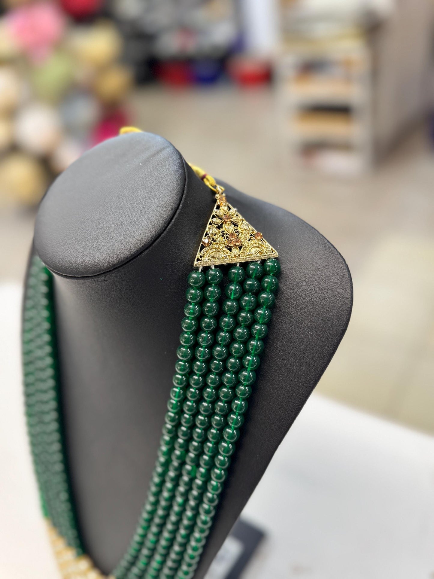 Indian Wedding- Green & white Pearl Necklace for Men/Groom for Wedding