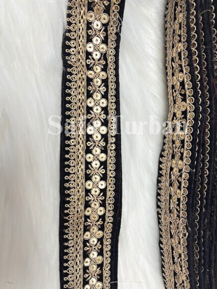 Black Embroidery Lace with Elegant Floral Leaves for Dresses, Sarees, Lehenga, Suits, Blouses, Dupatta, Chunri, and Craft