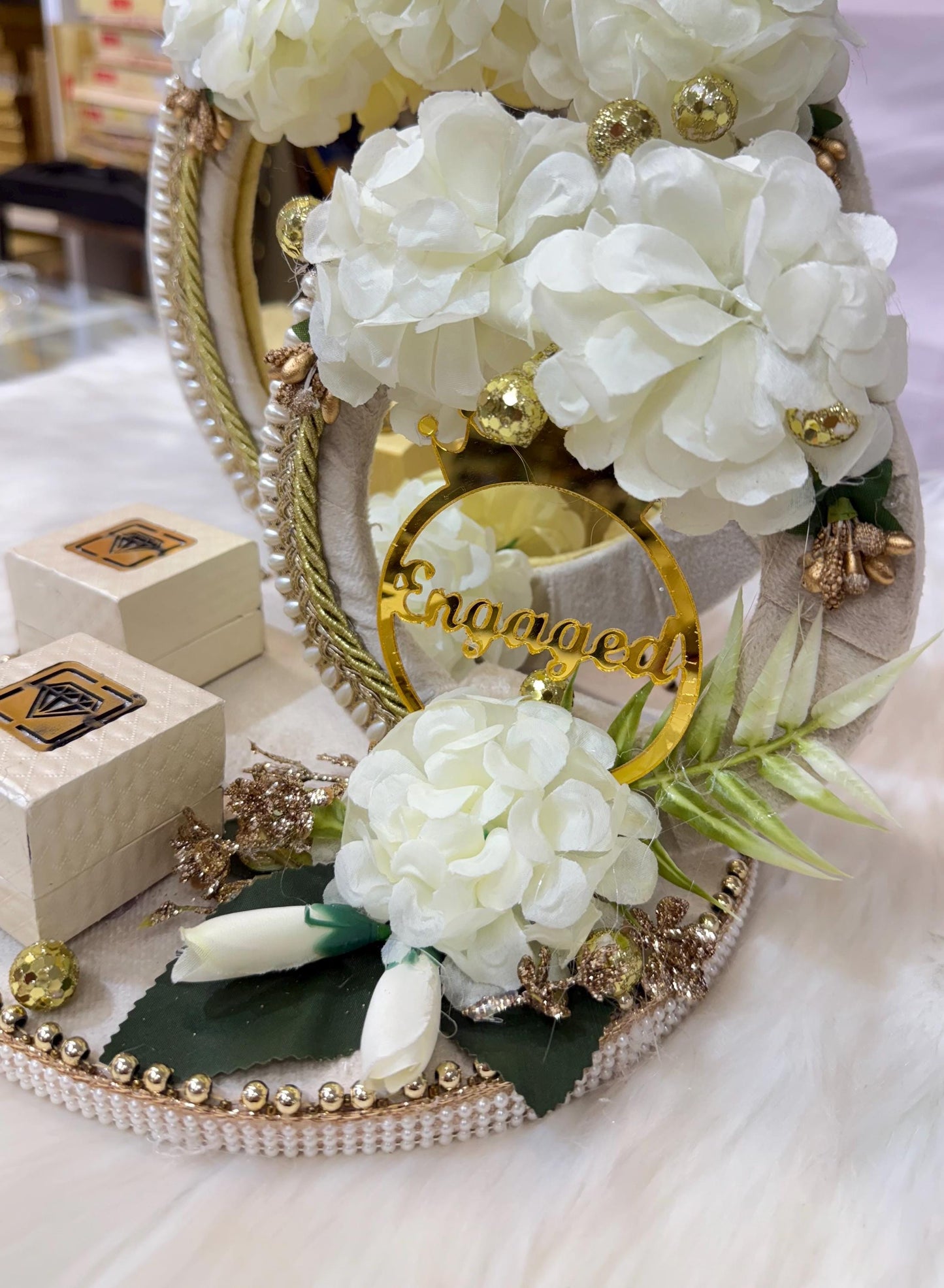 Decorative Engagement Round Ring Platter/ Hand Crafted Decorative Platter For Ring Ceremony/Ring Tray/Ring Box