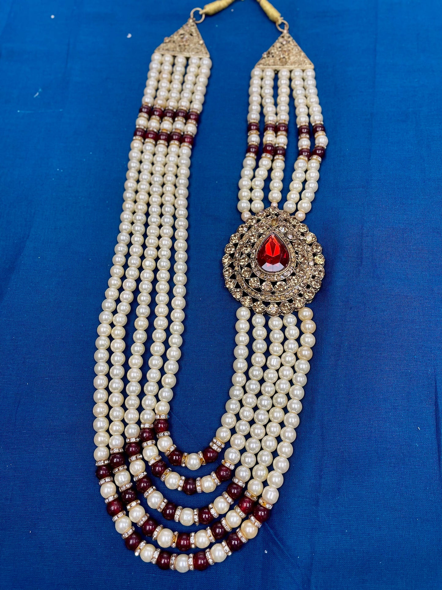 Indian Wedding- Pearl Stone & Studded Necklace for Men/Groom for Wedding