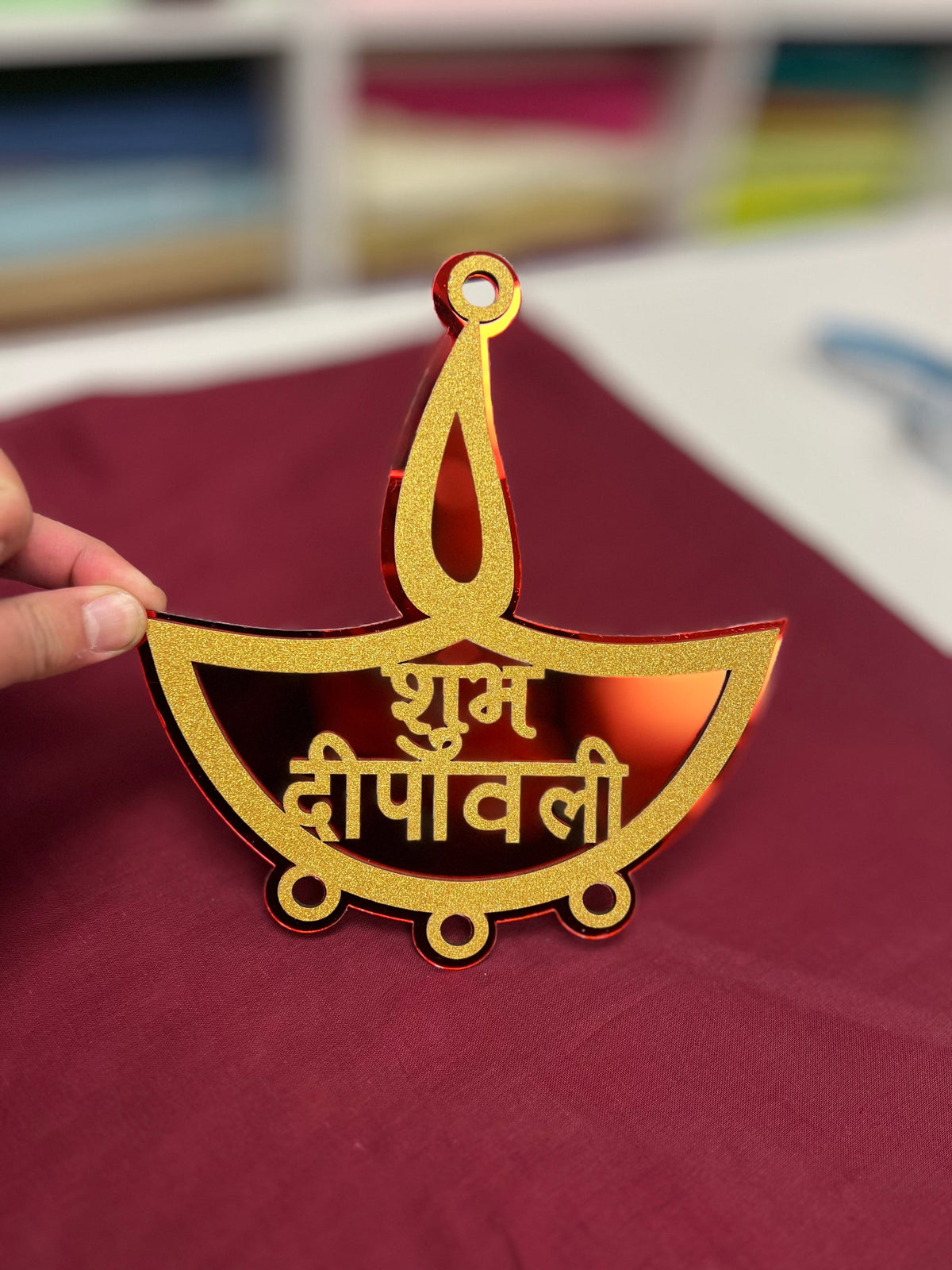 Self-Adhesive PVC Decorative Diwali Deepawali Stickers for Home/Office Diwali Decoration (8inch x 7.5inch)
