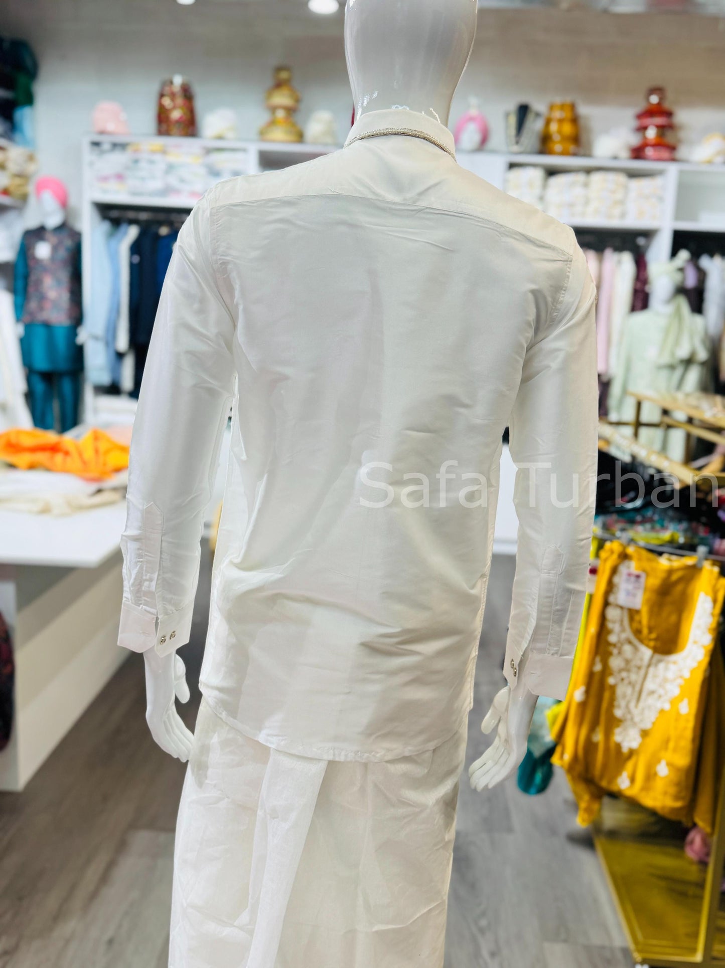 Solid Pure Silk Casual Shirt (White)