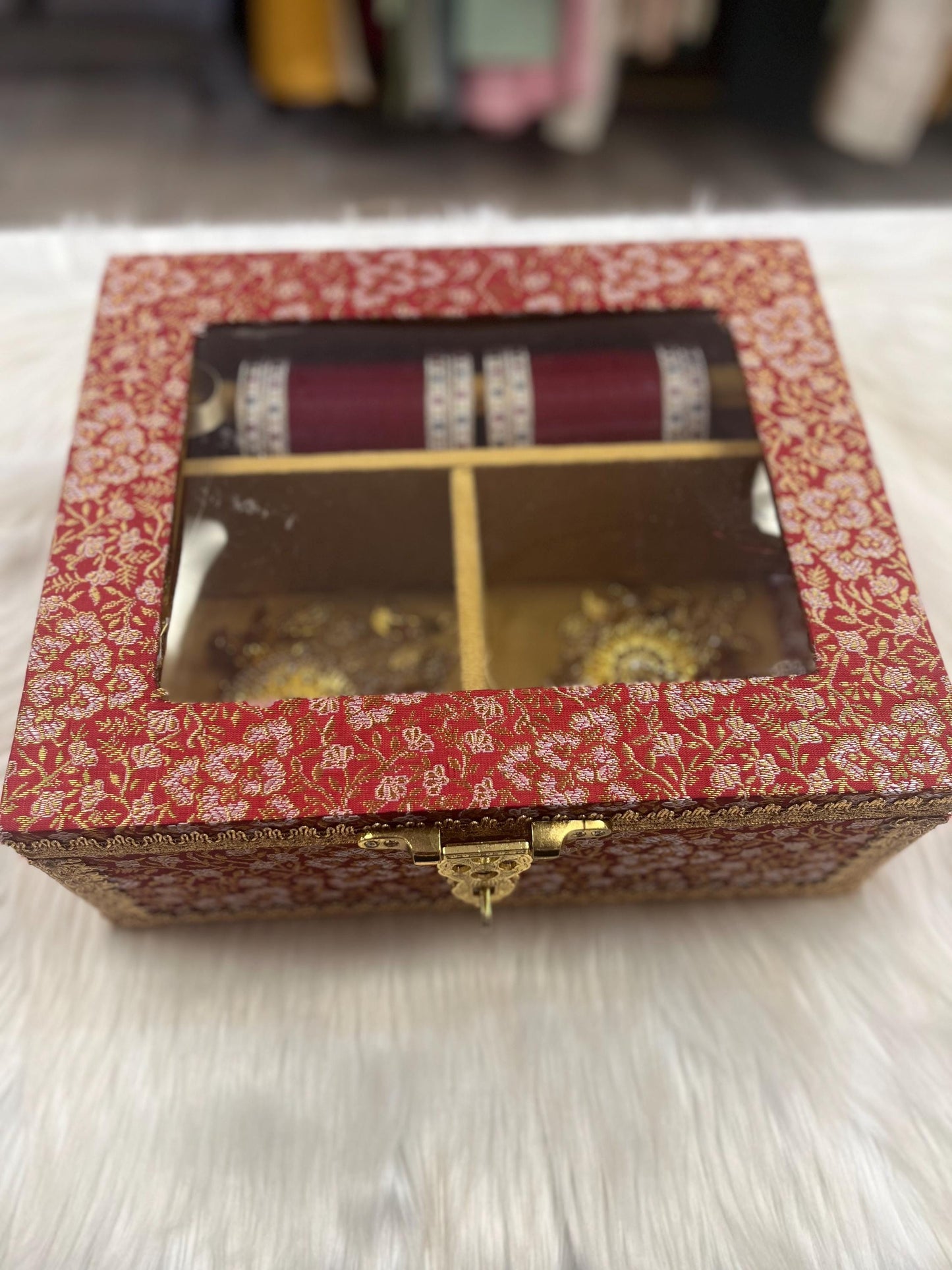 Churra /Kalira Box- Brocade handcrafted Box- Trousseau Box- Churra Kalire Box- Bridal Chura- Bridal Chuda Bangles- Bangle Storage Box