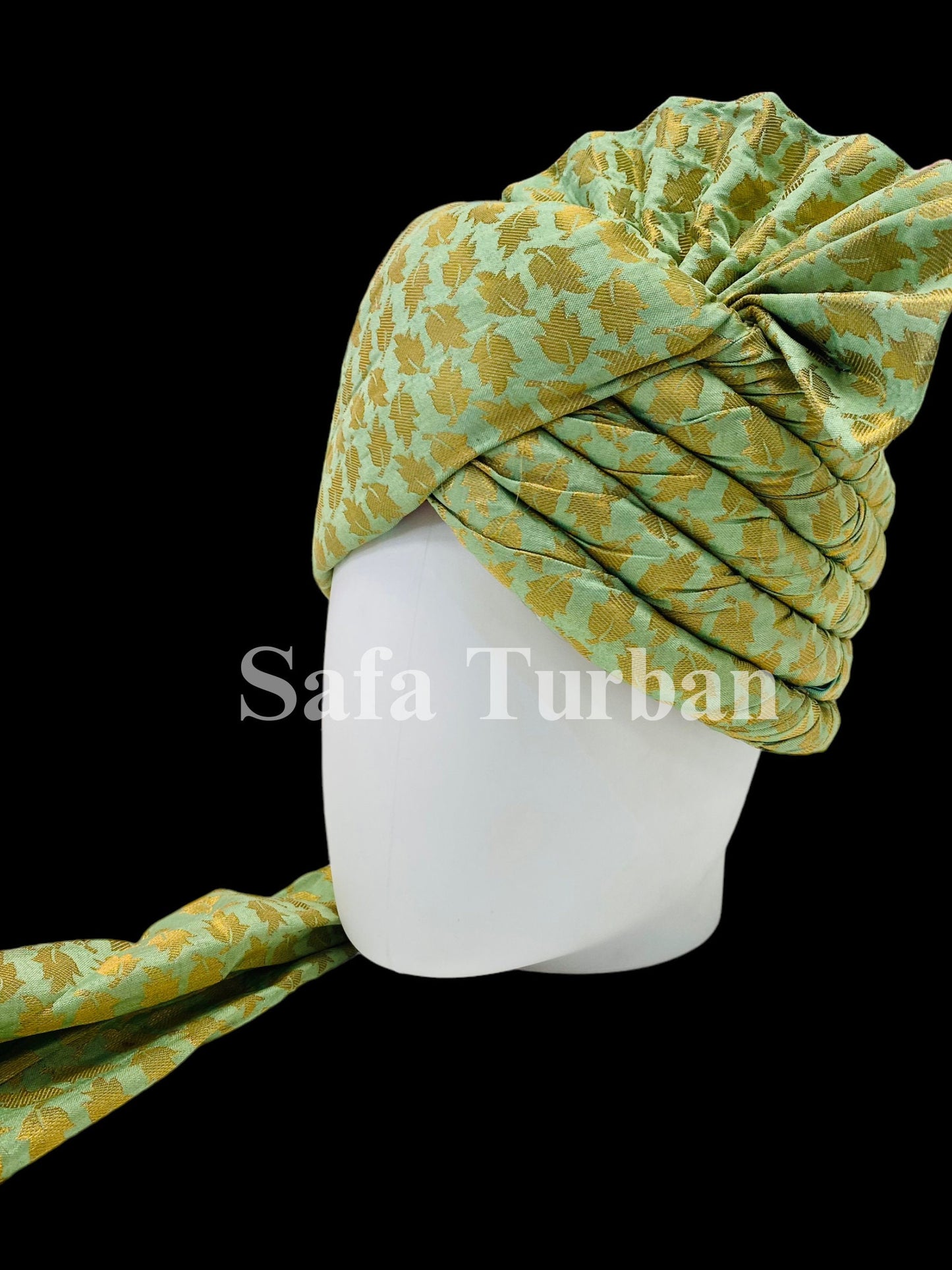 Indian Wedding- Silk Fabric handmade Safa for Groom in Green colour, Groom Head Safa Turban/Pagdi Headwrap for Dulha