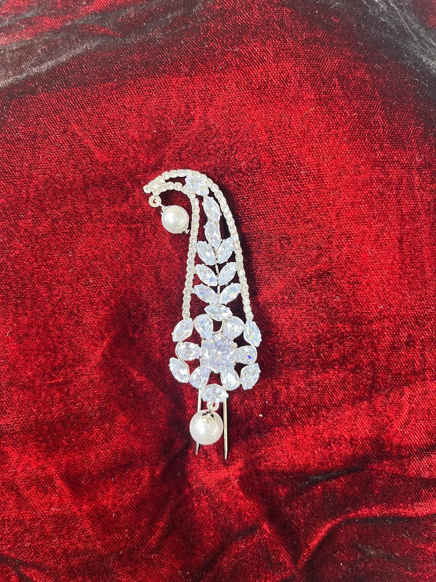 Indian Groom Wedding Accessories-AD stone Silver Kalangi/Kalgi for Men's Safa/Groom Pagdi