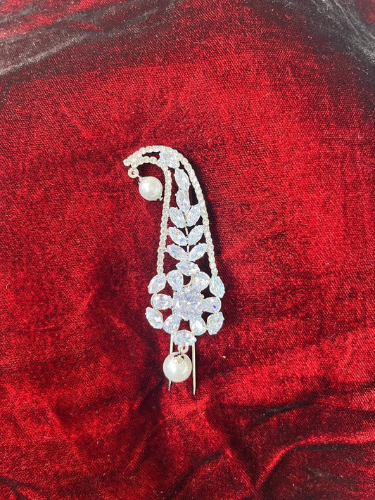 Indian Groom Wedding Accessories-AD stone Silver Kalangi/Kalgi for Men's Safa/Groom Pagdi