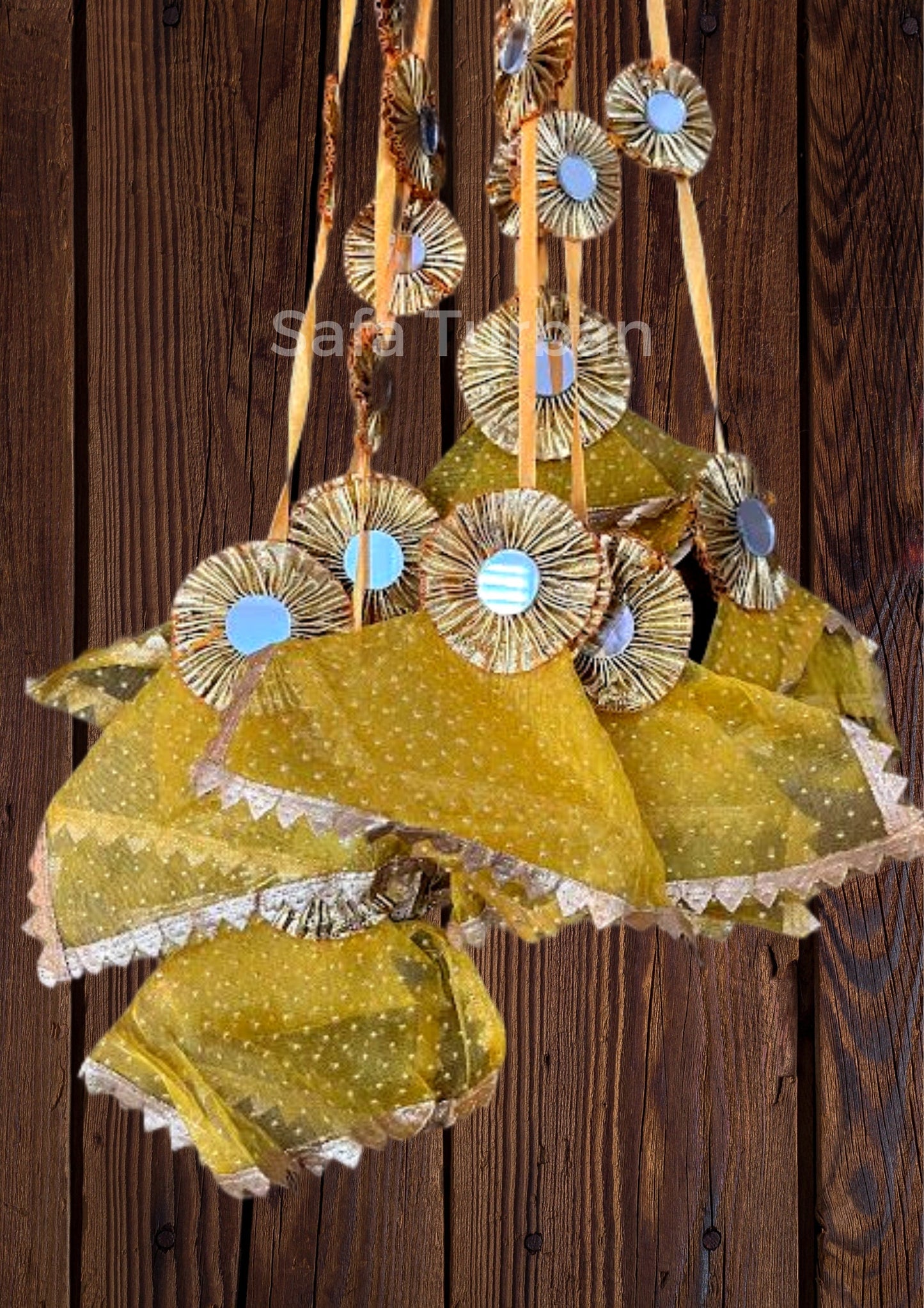 Tassels Decorative Hanging for Wedding Backdrops, Haldi, Wedding Event Decoration, Indian Wedding Net Fabric Hangings- Pack of 5 Strings