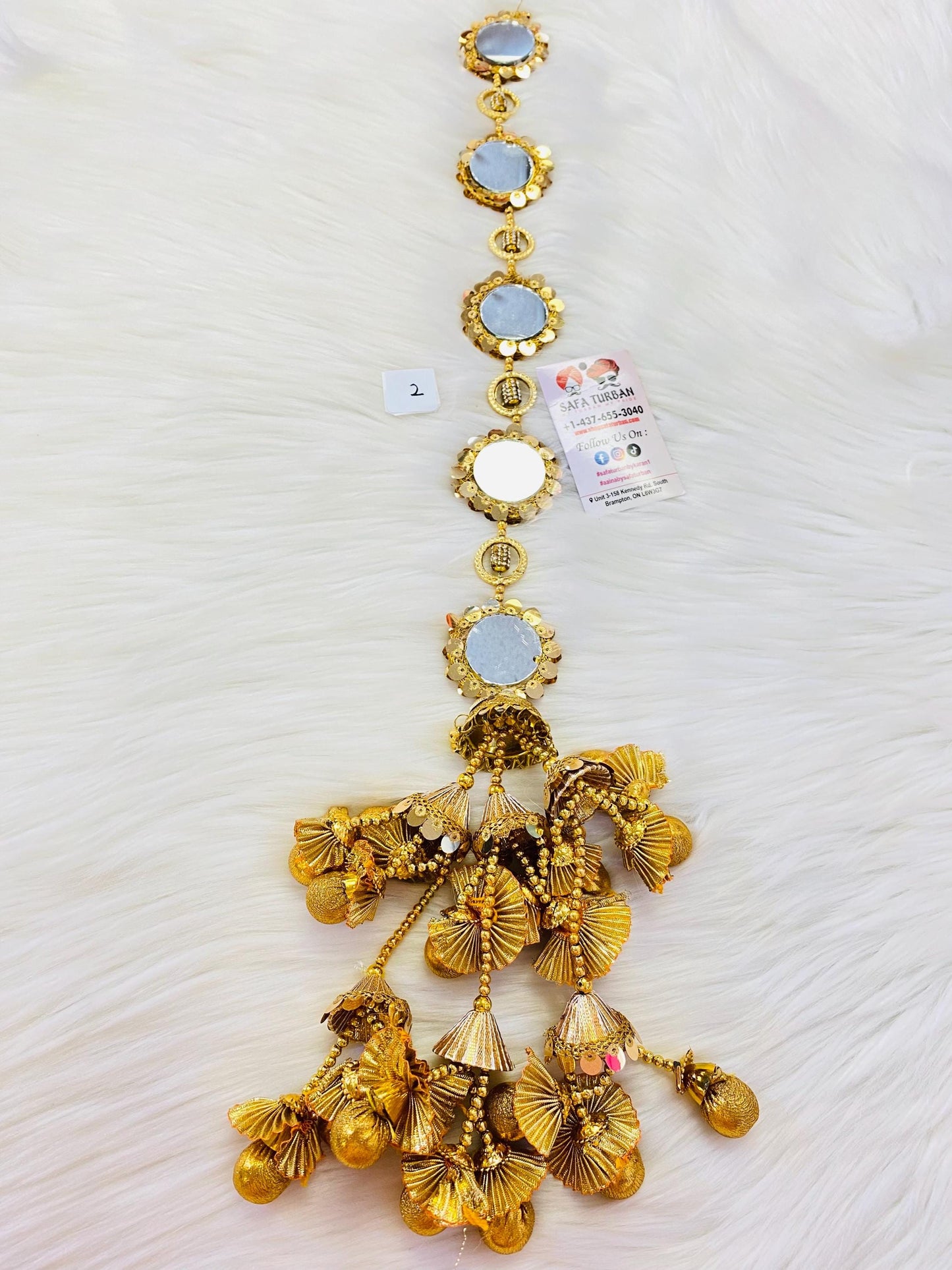Punjabi Golden Colour Fabric Parandi Tassles Hair Extensions with Beads for Women and Girls (Sold per piece)