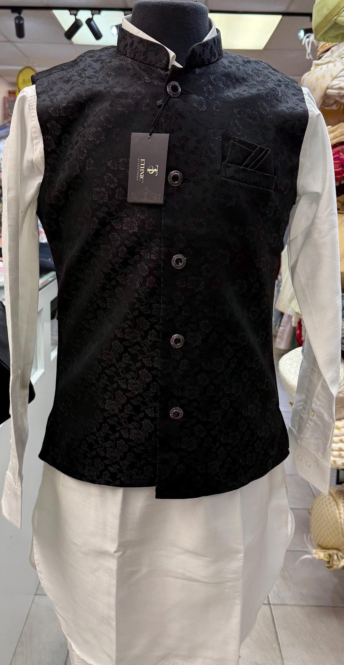 Designer Black Men Vests- Men Vests- Wedding Vest, Kurta Pajama Vest, Prom Party Dress, Casual Wear (Size available 38,40,42,44,46)