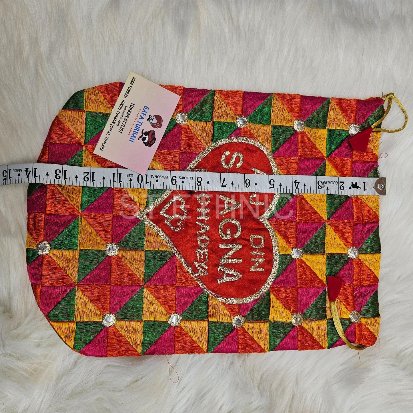 Indian Wedding- Desi Mithai/ Bhaji/Ladoo Bag- Potli Bag for Return Gifts Wedding II Sweets Bag Gift II Phulkari print potli