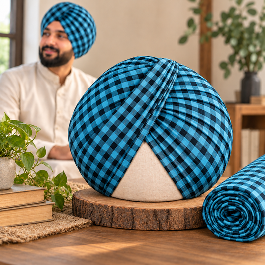 Check Parna- Sea Green & Black Check Desi (Dabbi wala)